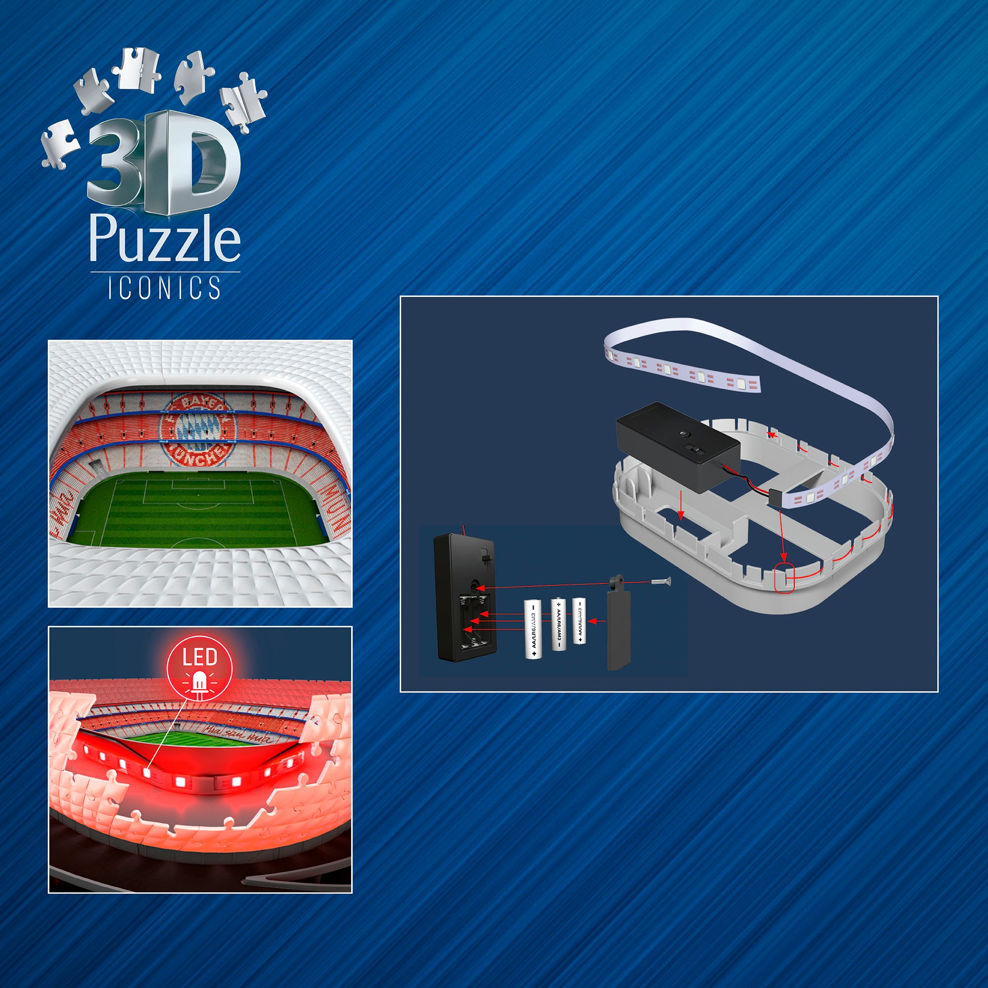 Ravensburger 3D-Puzzle »3D Puzzle Iconics: Allianz Arena - mit Licht«, mit LED Licht; Made in Europe