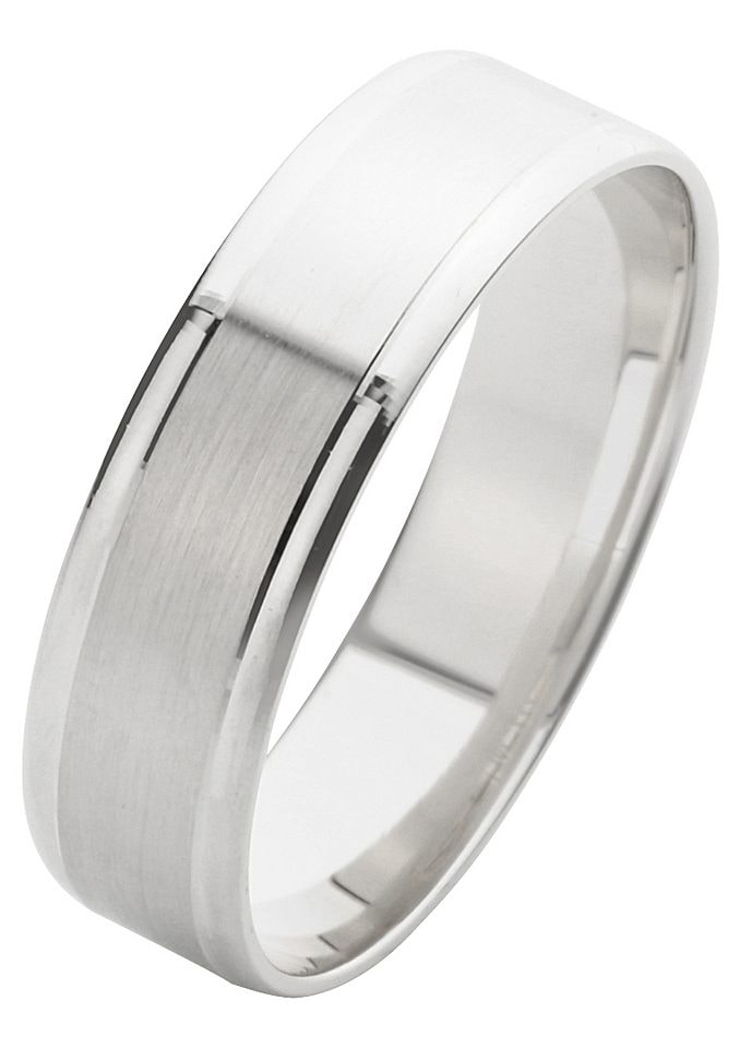 Trauring FIRETTI "Schmuck Geschenk Gold 375 Hochzeit Ehering Trauring "LIEBE" Gr. 19, weiß (weißgoldfarben), Fingerringe, Damen, 19, ohne Brillanten, Weißgold 375, 6mm, Trauring, Made in Germany, wahlweise mit oder ohne Brillanten