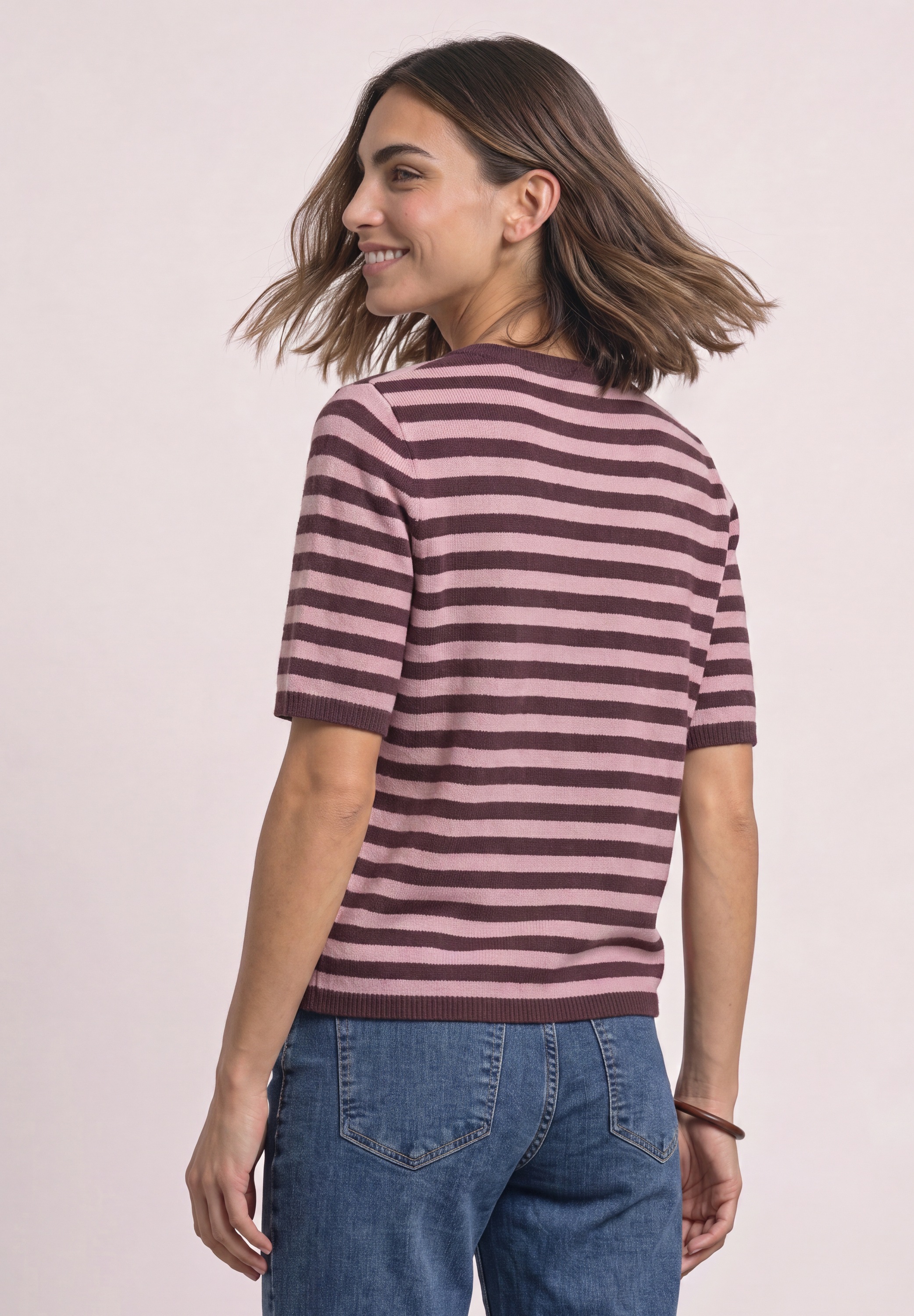 STREET ONE Kurzarmpullover im Streifen-Design