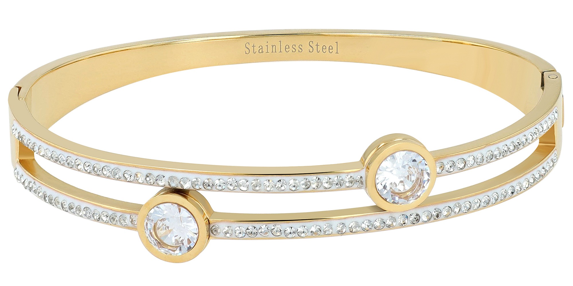 Adelia´s Armreif »Armband – Armreif aus Edelstahl mit Strass Steinchen Ø 6,0 cm cm« Zum Verschenken an Menschen, die Ihnen am Herzen liegen