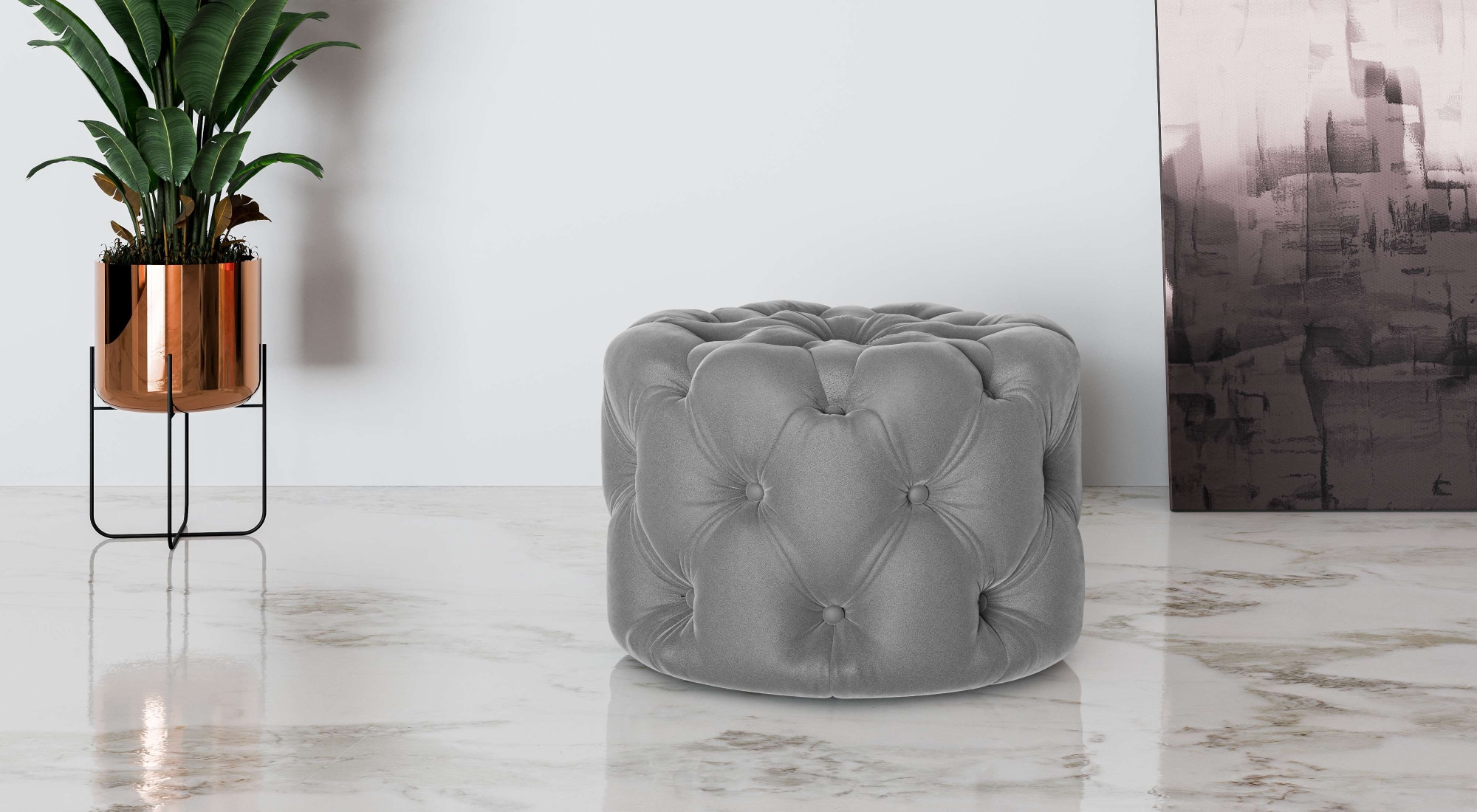 Places of Style Hocker "FOLLINA", Polsterhocker mit klassischer Chesterfiel günstig online kaufen
