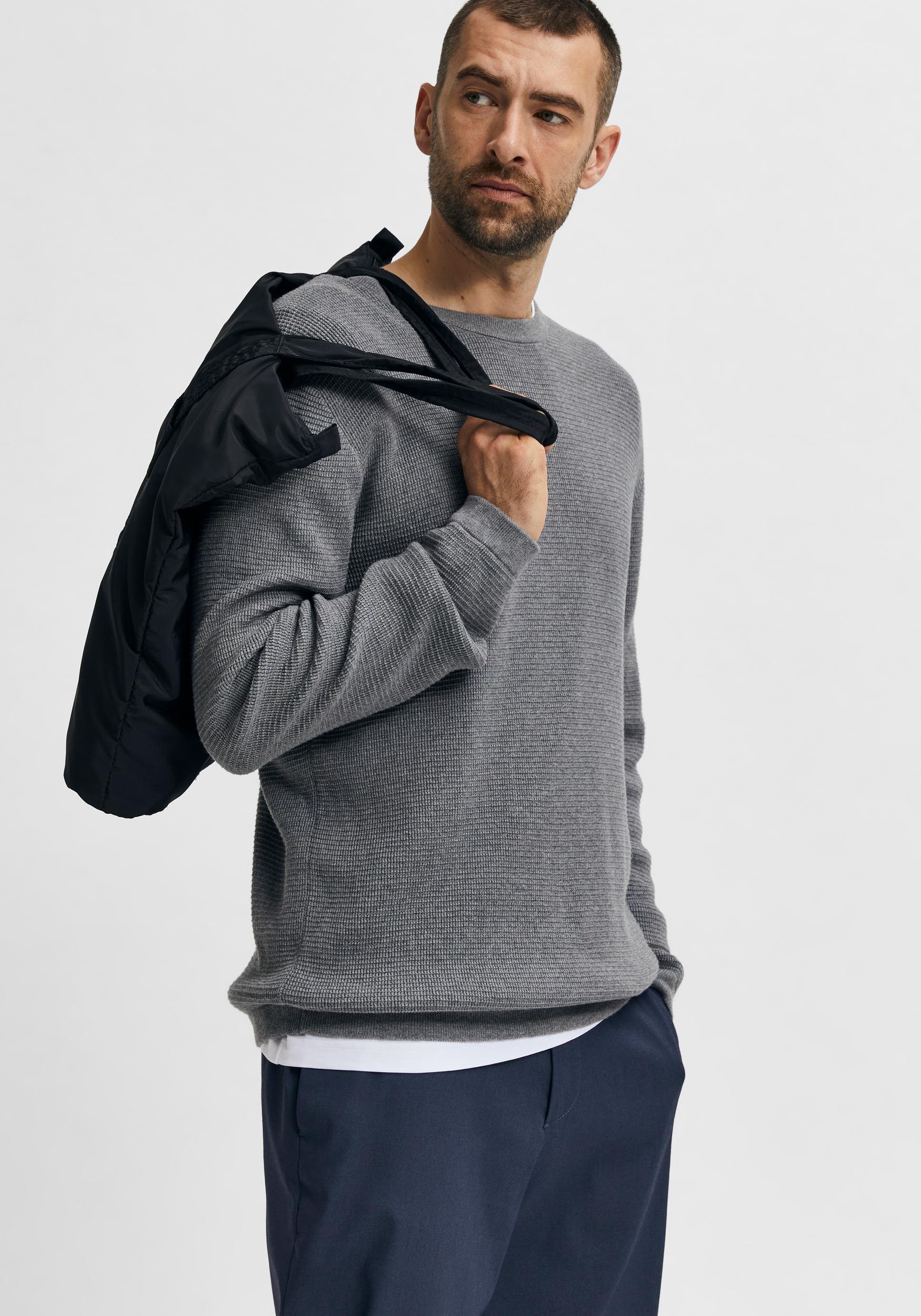 SELECTED HOMME Rundhalspullover »ROCKS KNIT CREW NECK«