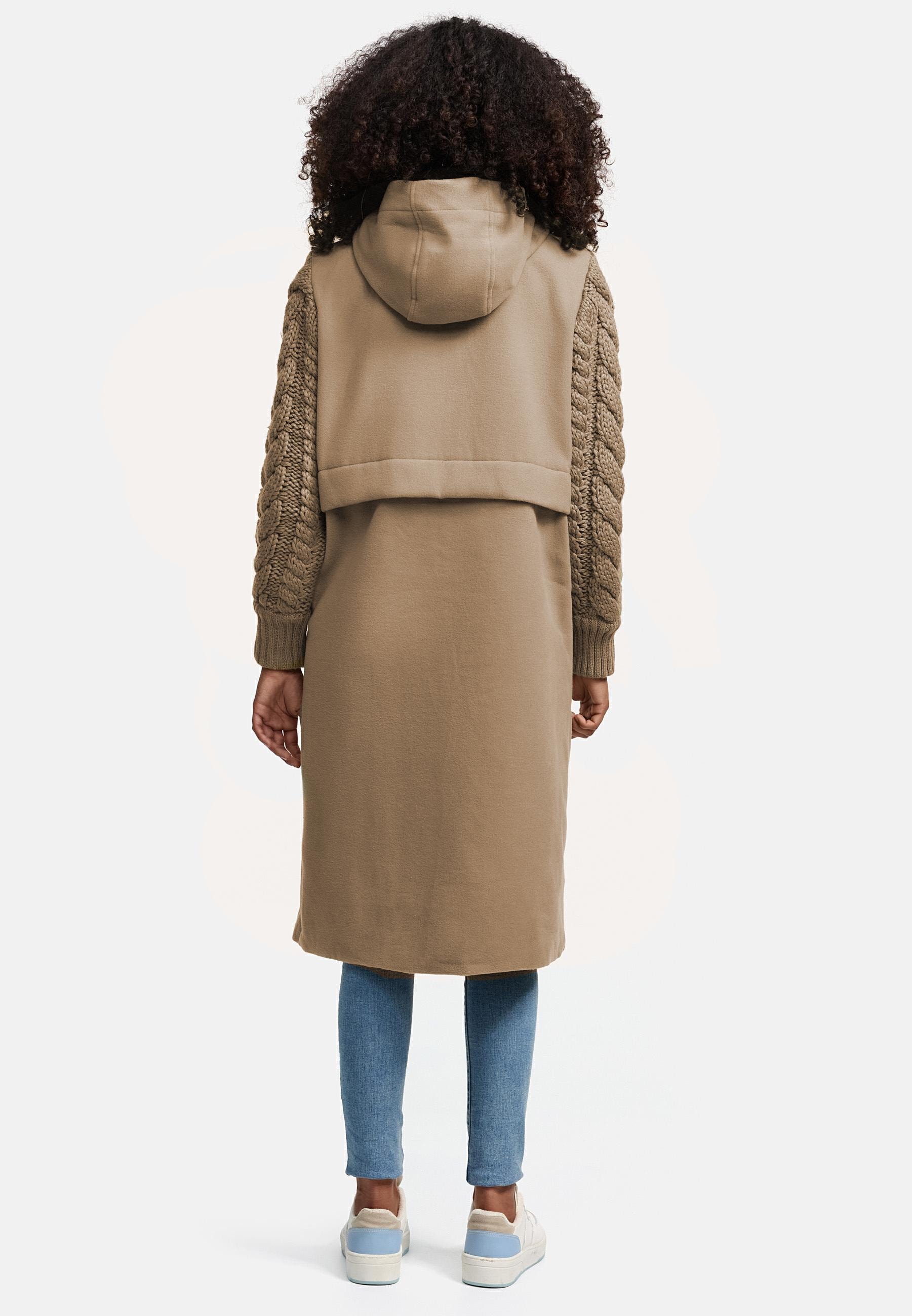 Navahoo Kurzmantel »Knit Babe 14«, Weicher Übergangsmantel mit gestrickten Ärmeln