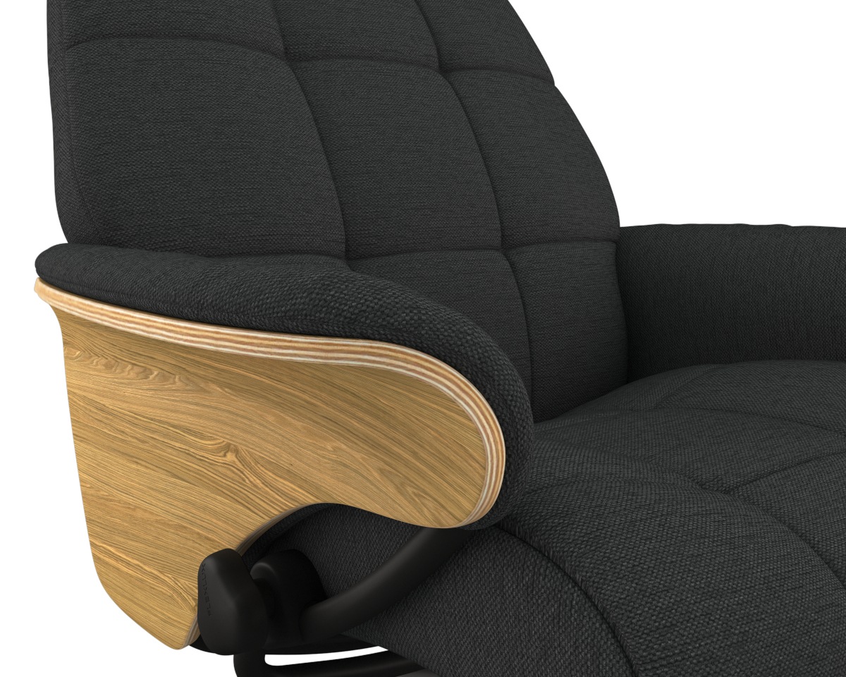 FLEXLUX Relaxsessel »Skagen, Funktionssessel, Premium-Komfort, Armlehnen, Drehbar, Scandi«, Rücken- und Kopfteilverstellung, Fuß Schwarz, Armlehne Eiche, Drehbar