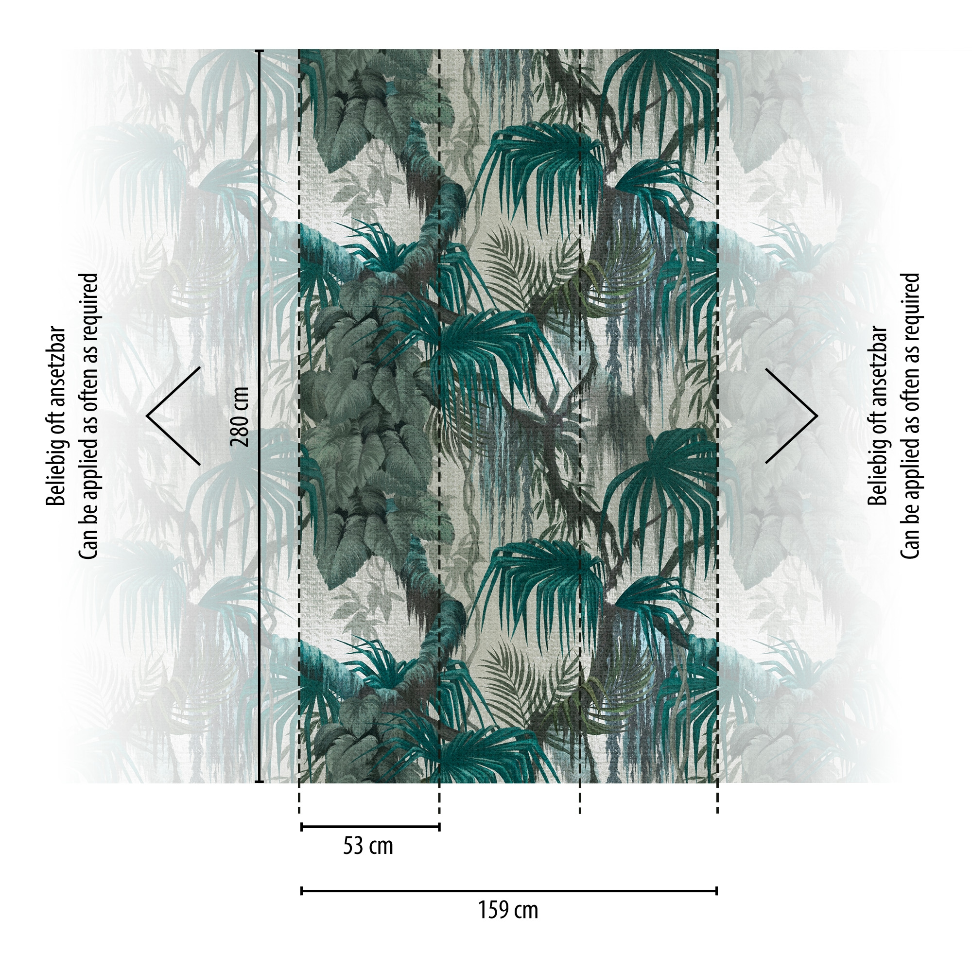 living walls Fototapete »THE WALL III Dschungel-Tapete Motivtapete Natur Dschungeloptik« matt glatt Vliestapete botanisch für Schlafzimmer Küche Wohnzimmer Dschungel Flur