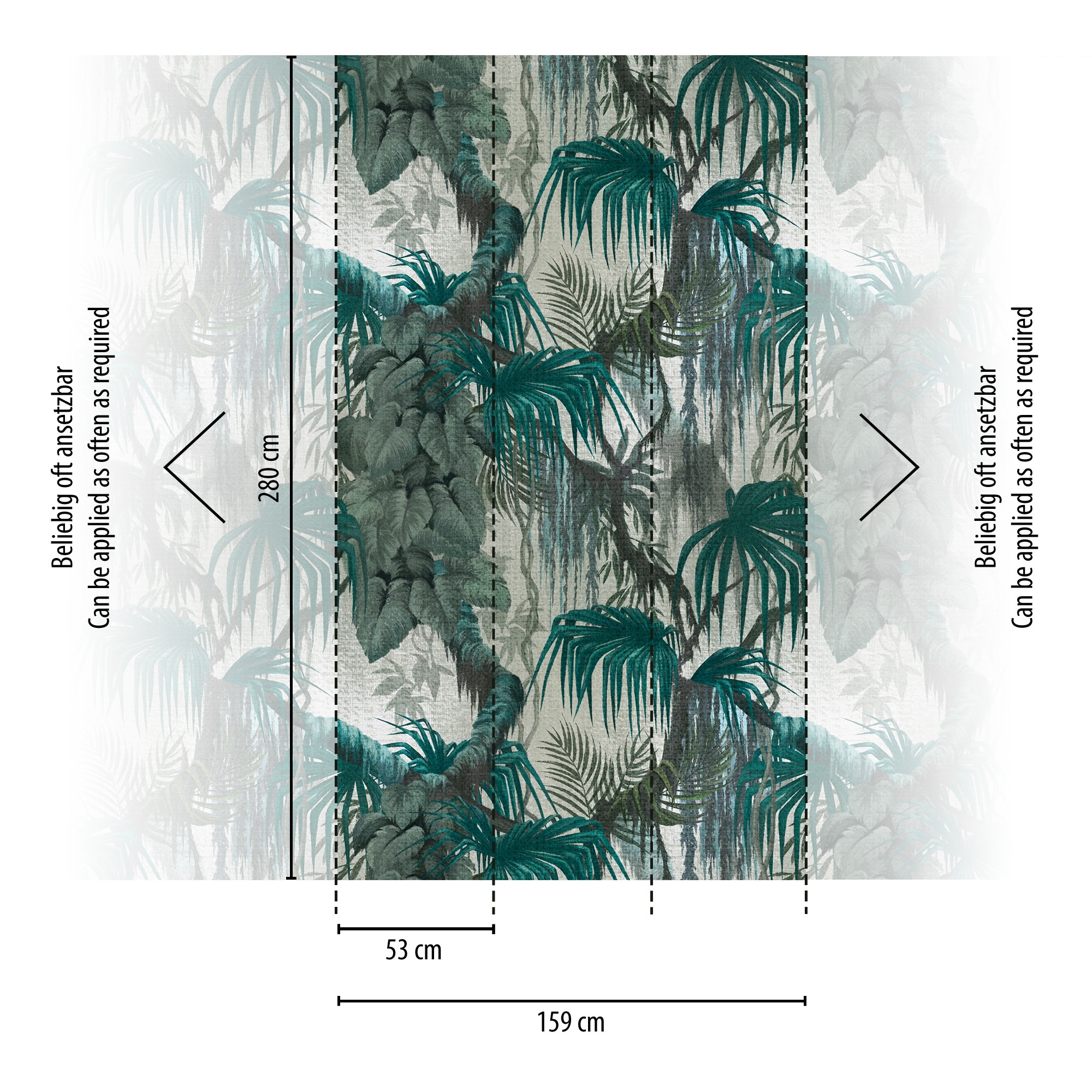 Thumbnail - living walls Fototapete "THE WALL III Dschungel-Tapete Motivtapete Natur Dschungeloptik" matt glatt Vliestapete botanisc...