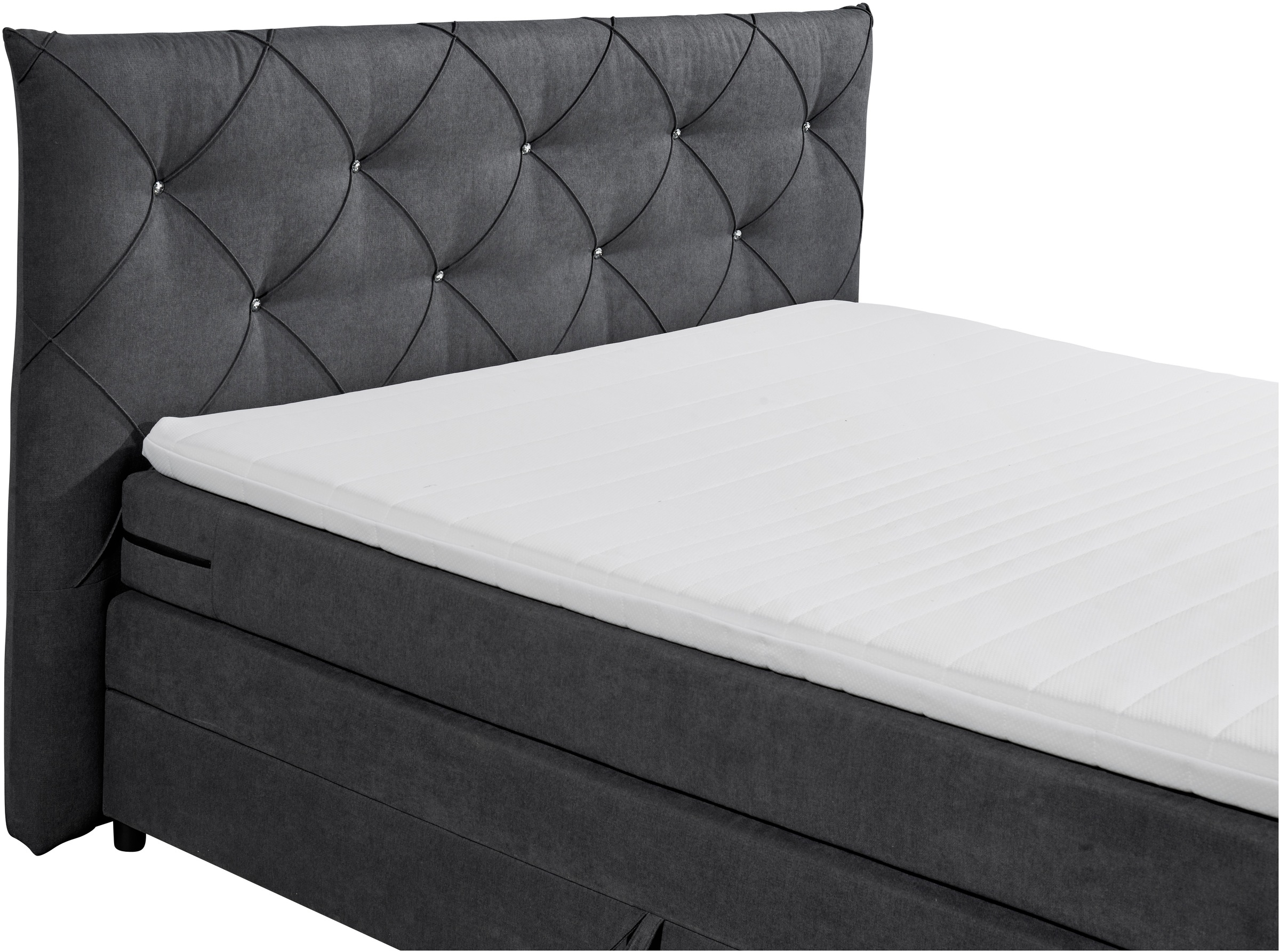 ED EXCITING DESIGN Boxspringbett »Villano«, mit Strasssteinen, Breite: 180cm, mit Bettkasten, inkl. Topper