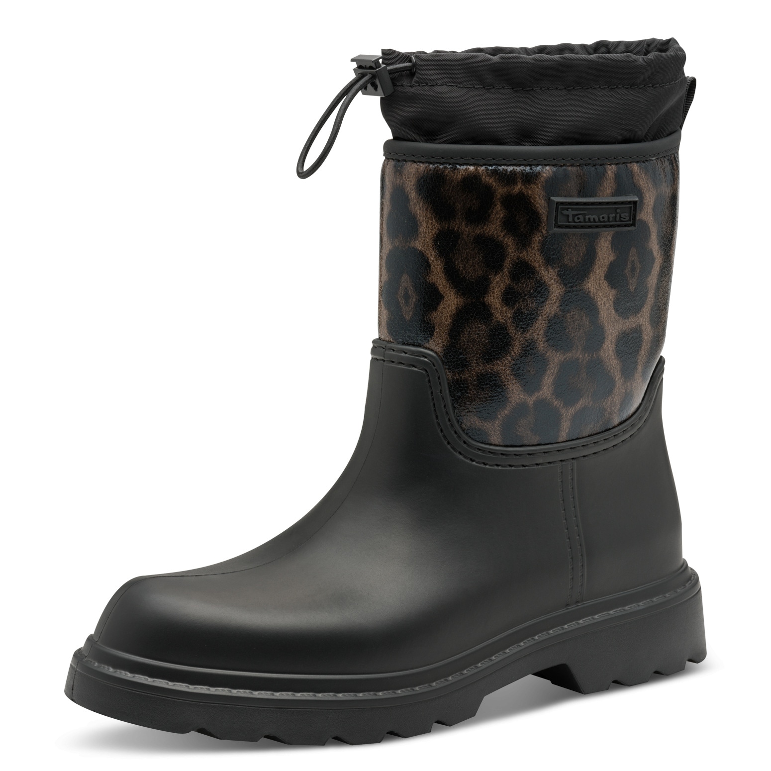 Tamaris Gummistiefel, Blockabsatz, Boots mit Textileinsatz am Schaftrand günstig online kaufen