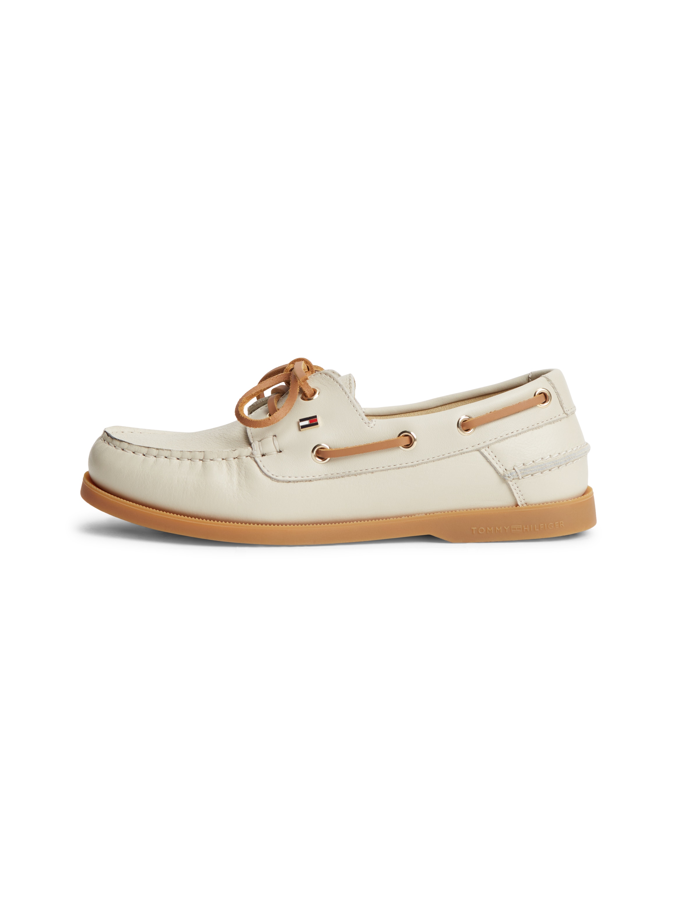 Tommy Hilfiger Bootsschuh »TH FLAG BOAT SHOE CORE LEATHER«  Schnürschuh, Sommerschuh mit modischen Durchzügen