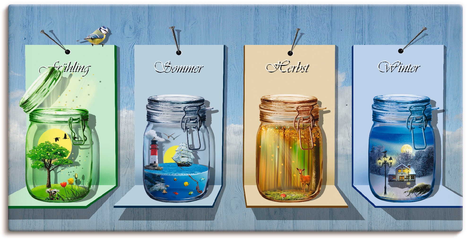 Artland Wandbild "Jahreszeiten in Gläsern" Vier Jahreszeiten 1 Stk. tlg. al günstig online kaufen