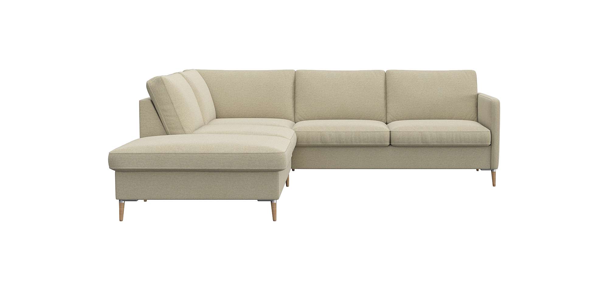FLEXLUX Ecksofa "Fiore, L-Form, super bequem durch Kaltschaum im Sitz" schmale Armlehnen, Füße Alu/Eiche, B/T 234/225 cm
