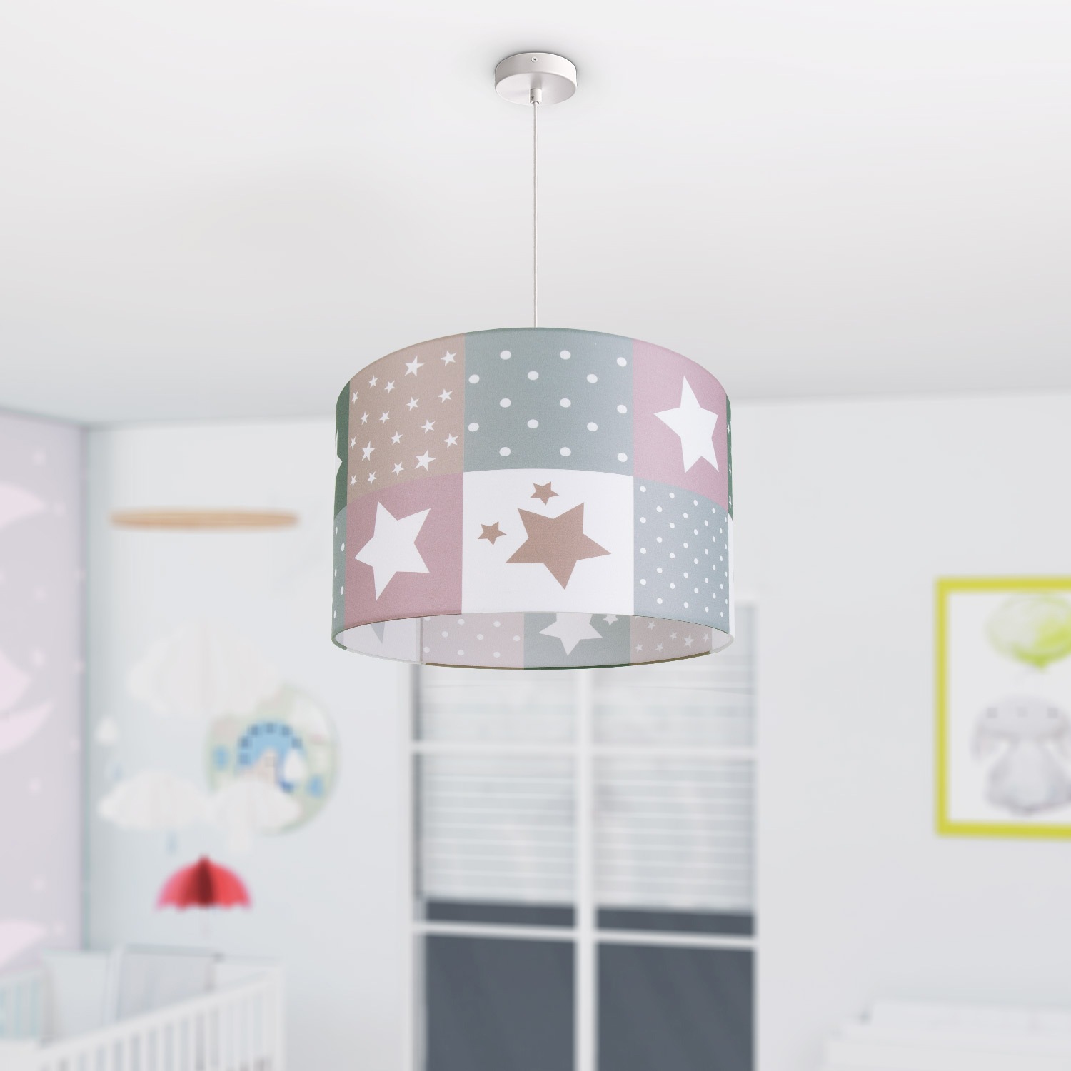 Paco Home Pendelleuchte »Cosmo 345«, 1 flammig-flammig, Kinderlampe Deckenlampe LED Kinderzimmer Lampe Sternen Motiv E27