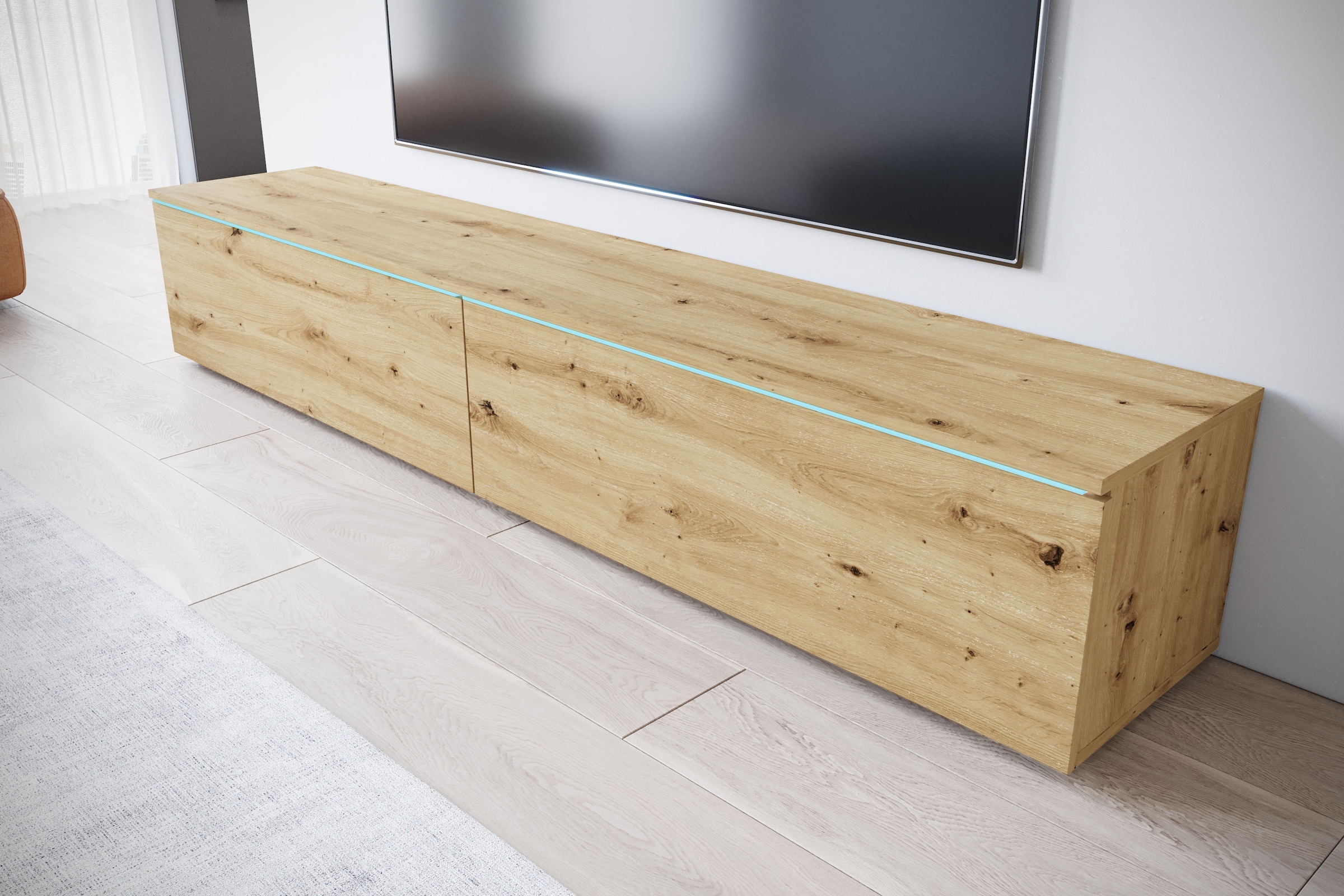 INOSIGN Lowboard »LOWBOARD VERA«, moderne grifflose TV-Board, TV-Schrank 180 cm, stehend und hängend