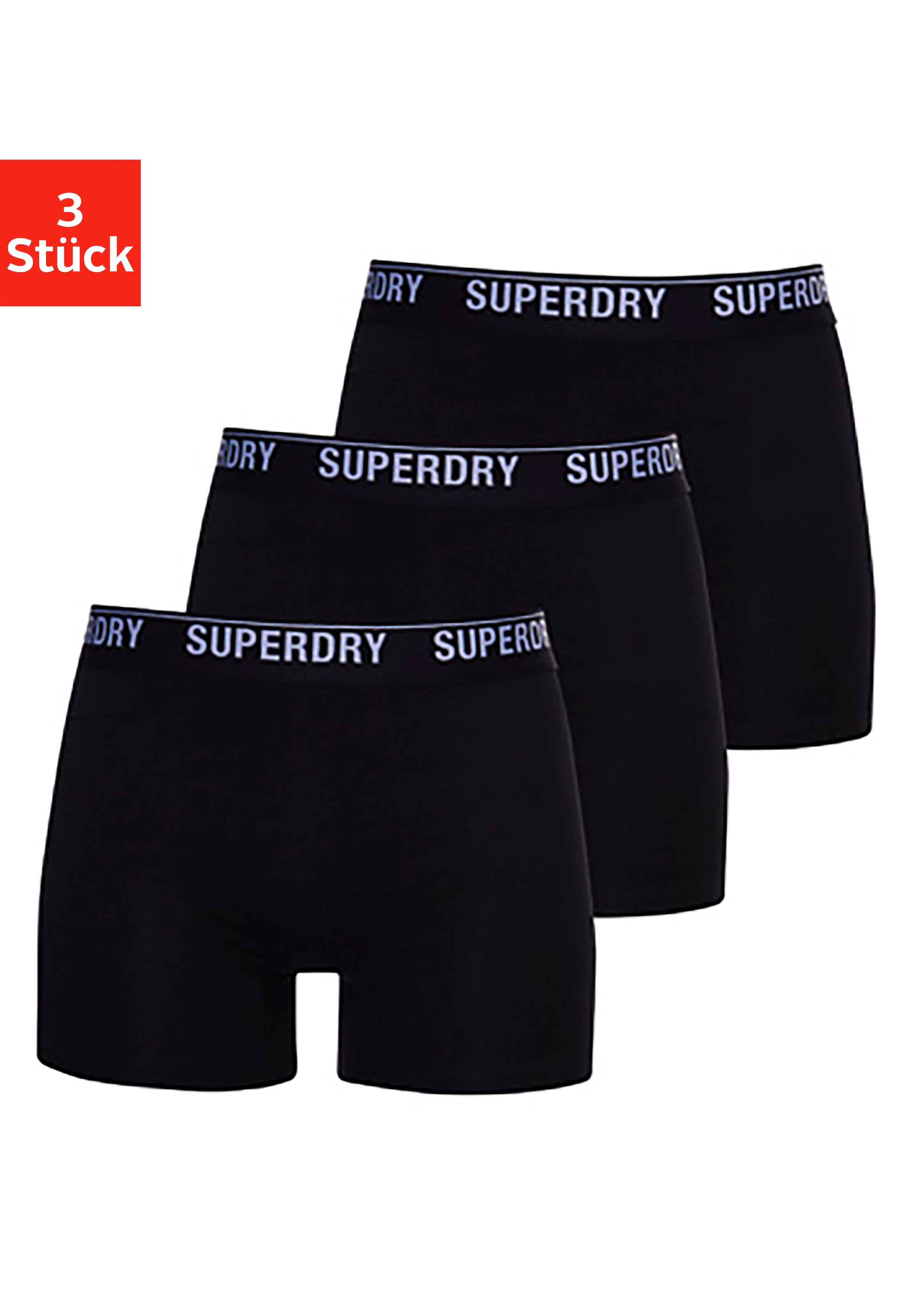 Superdry Langer Boxer »SD lg Boxer web wb 3x«, (3 St., 3er-Pack), mit Logo Webbund