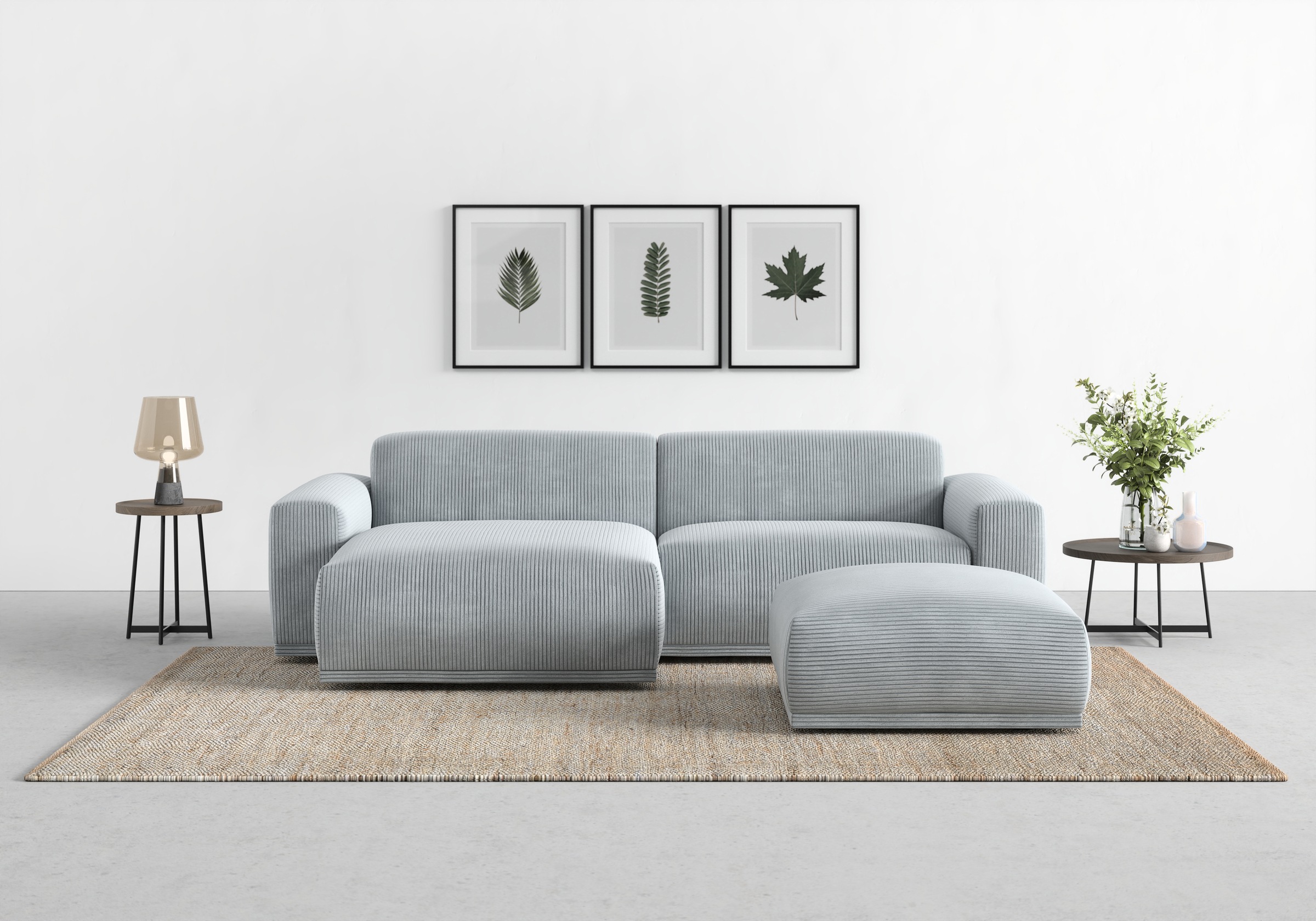 TRENDMANUFAKTUR Ecksofa »Braga, mit hochwertigem Kaltschaum, L-Form, in Cord erhältlich«, (2 St.), modernes Sofa, Couch mit hohem Sitzkomfort, 255/72/160 cm (B/H/T)