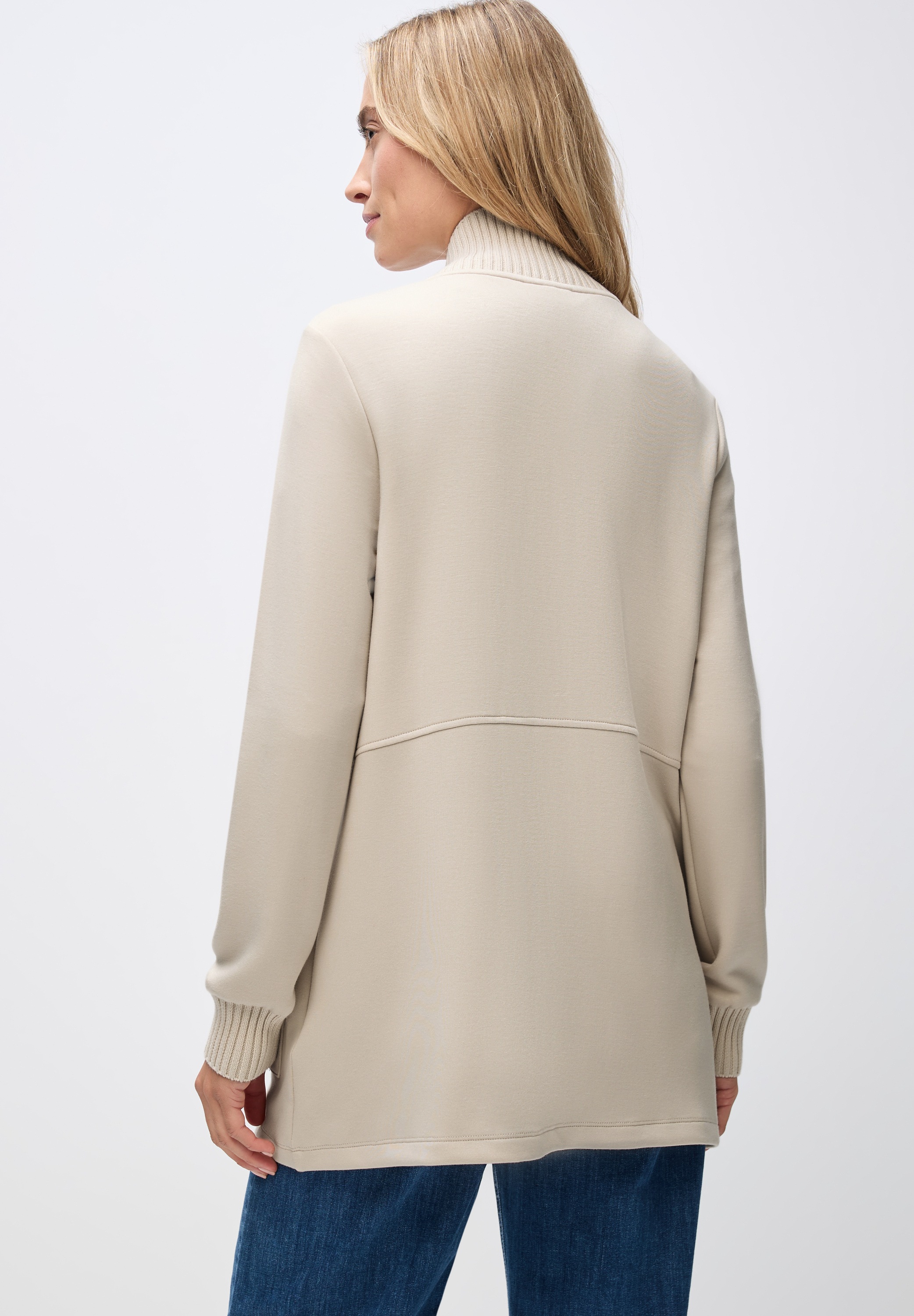 STREET ONE Sweatjacke mit Strickdetails und Stehkragen günstig online kaufen