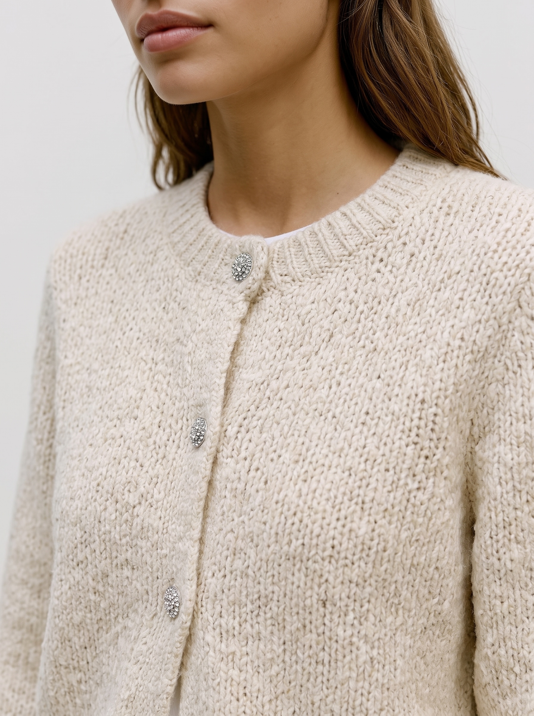 Vero Moda Strickjacke »VMMAYBE JEWEL LS O-NECK CARDIGAN NOOS« Kunstfaser, loose fit