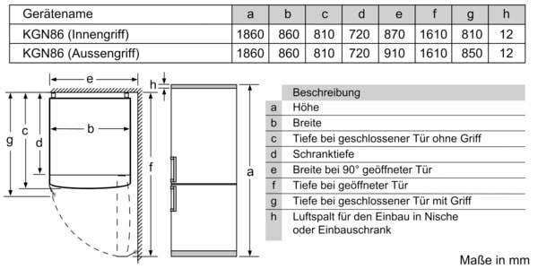 BOSCH Kühl-/Gefrierkombination »KGN86AIDR«, KGN86AIDR, 186 cm hoch, 86 cm breit