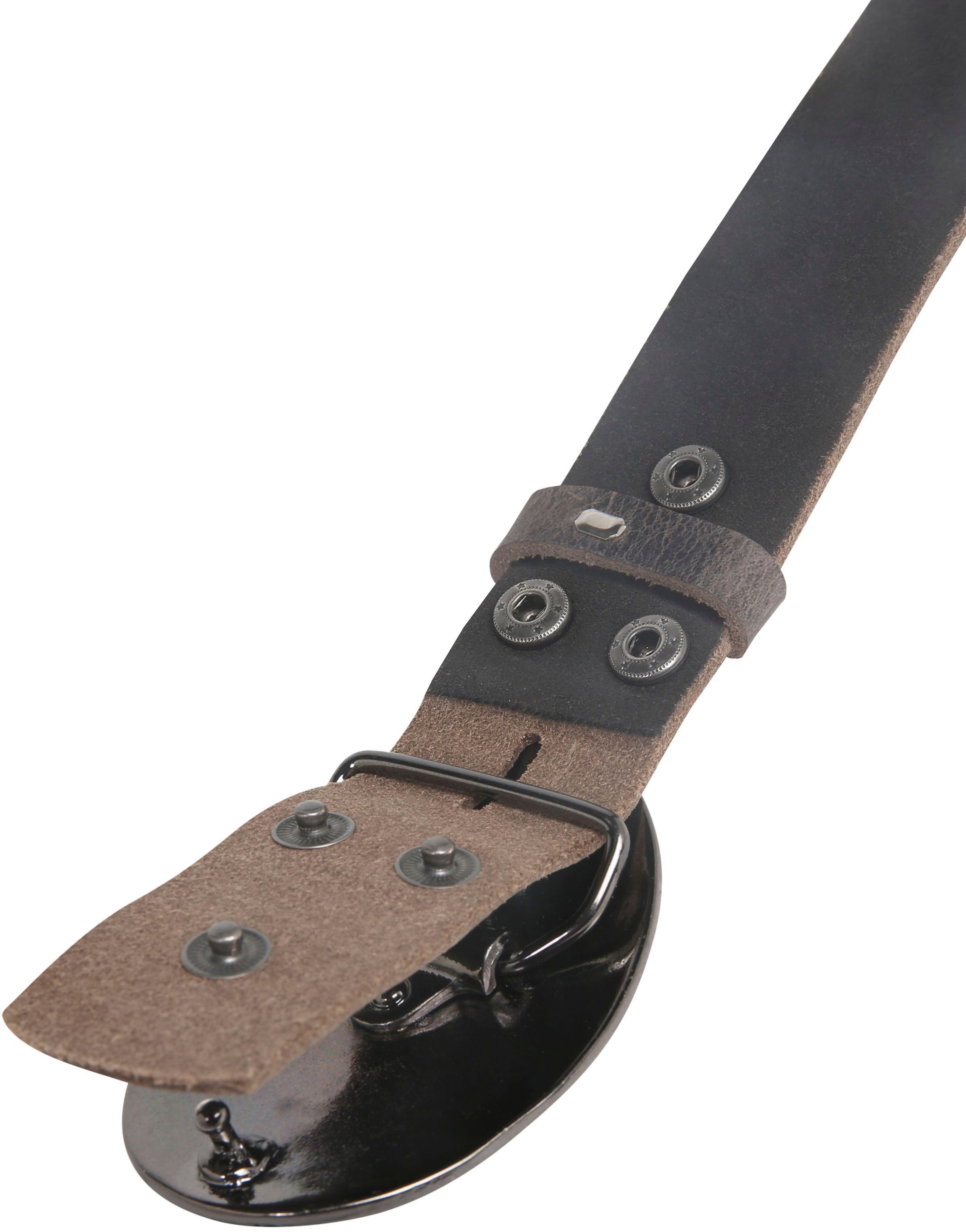 Thumbnail - Rettungsring Gürtel Ledergürtel mit Weltkarten-Schließe, rustikales Design