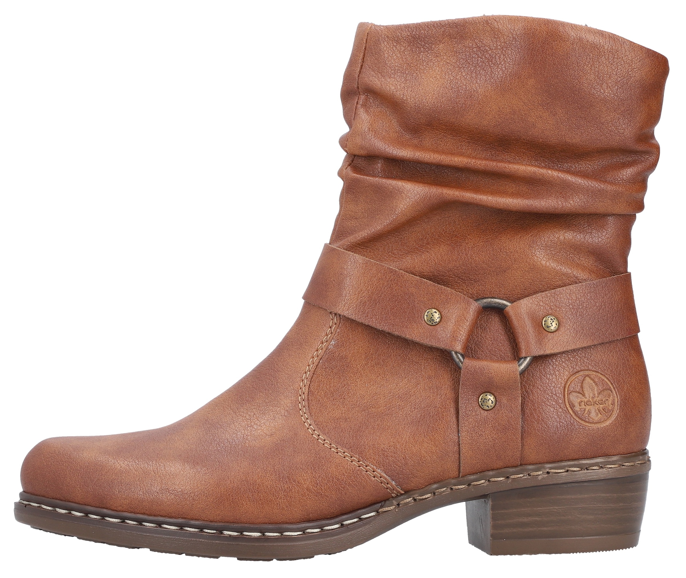 Rieker Stiefelette, Cowboyboots, Westernstiefelette, Blockabsatz, mit Zierriemen