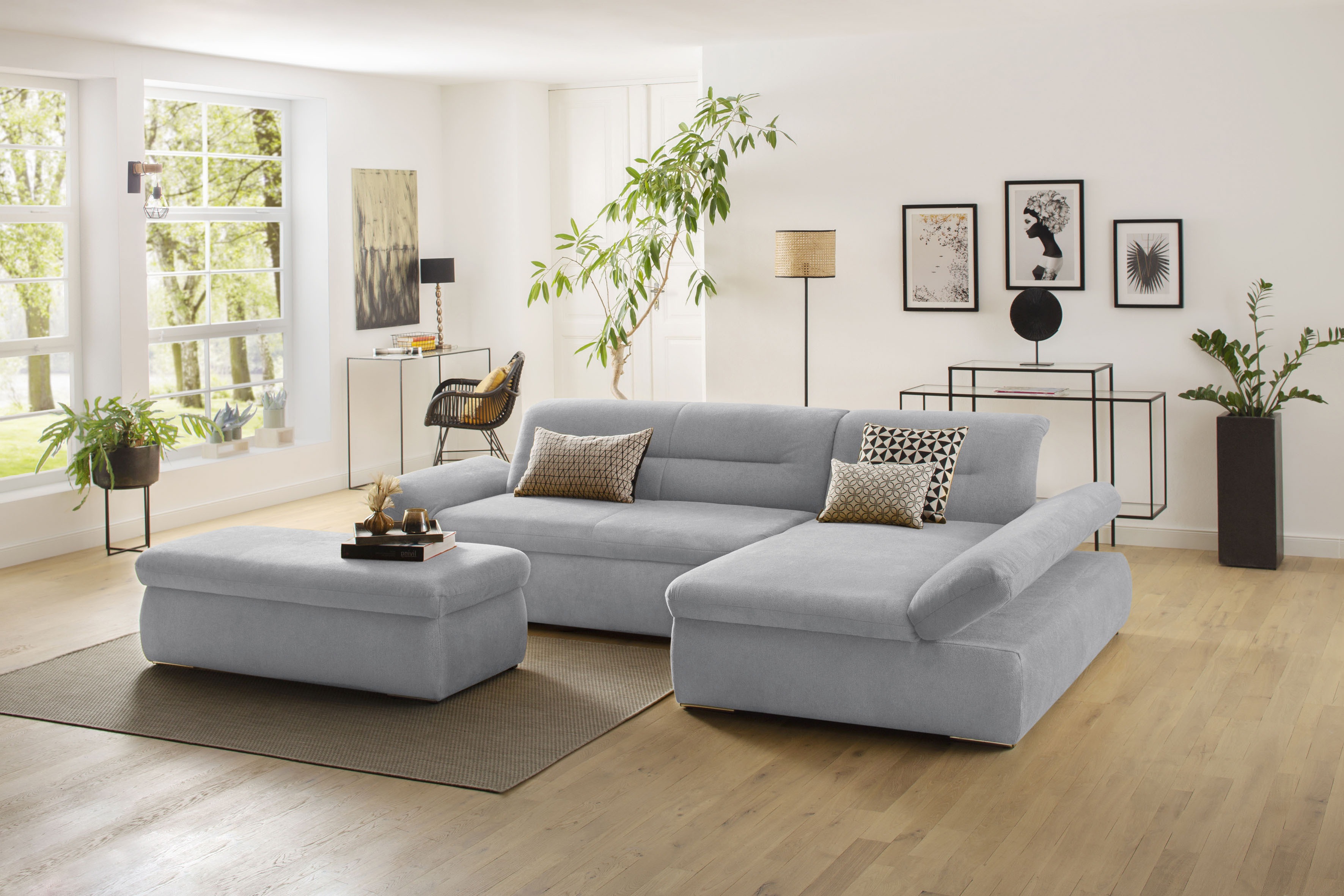 Home affaire Ecksofa "Avesa L-Form" Wahlweise mit Armteilvertsellung und Bettfunktion, B/T/H: 300/172/80cm