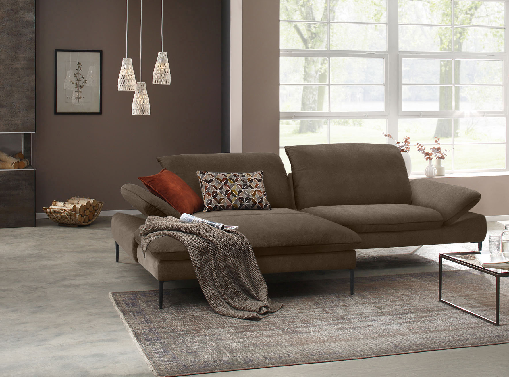 W.SCHILLIG Ecksofa "enjoy&MORE, Designsofa, elegant und bequem, L-Form" Sitztiefenverstellung, Füße schwarz pulverbeschichtet, Breite 294 cm