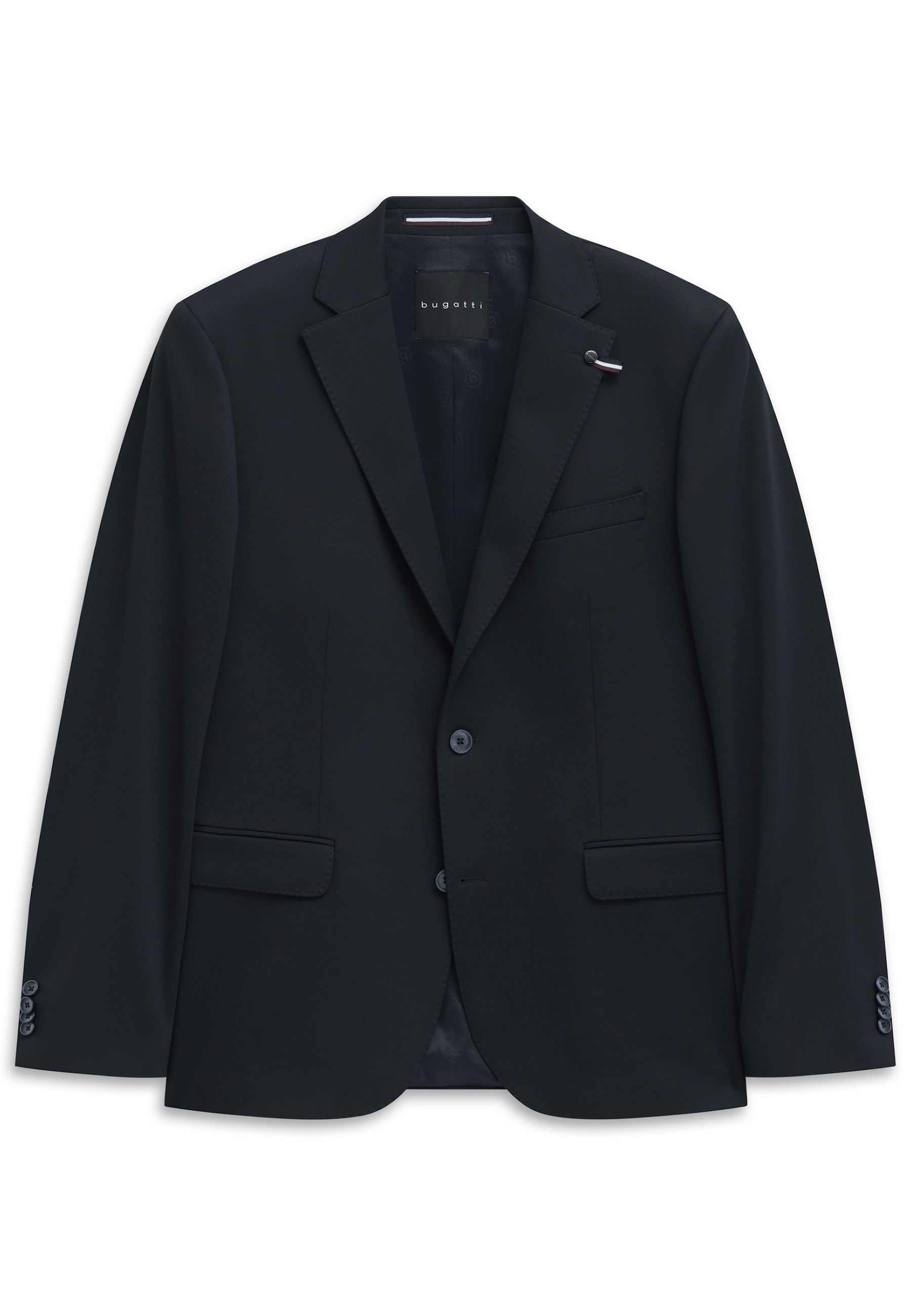Anzugsakko BUGATTI "Regular Fit", Herren, Gr. 102, 390, marine, 66% Polyester, 21% Viskose, 10% Polyamid, 3% Elasthan, unifarben, regular fit, Sakkos, Jersey-Artikel mit Stretch 2
