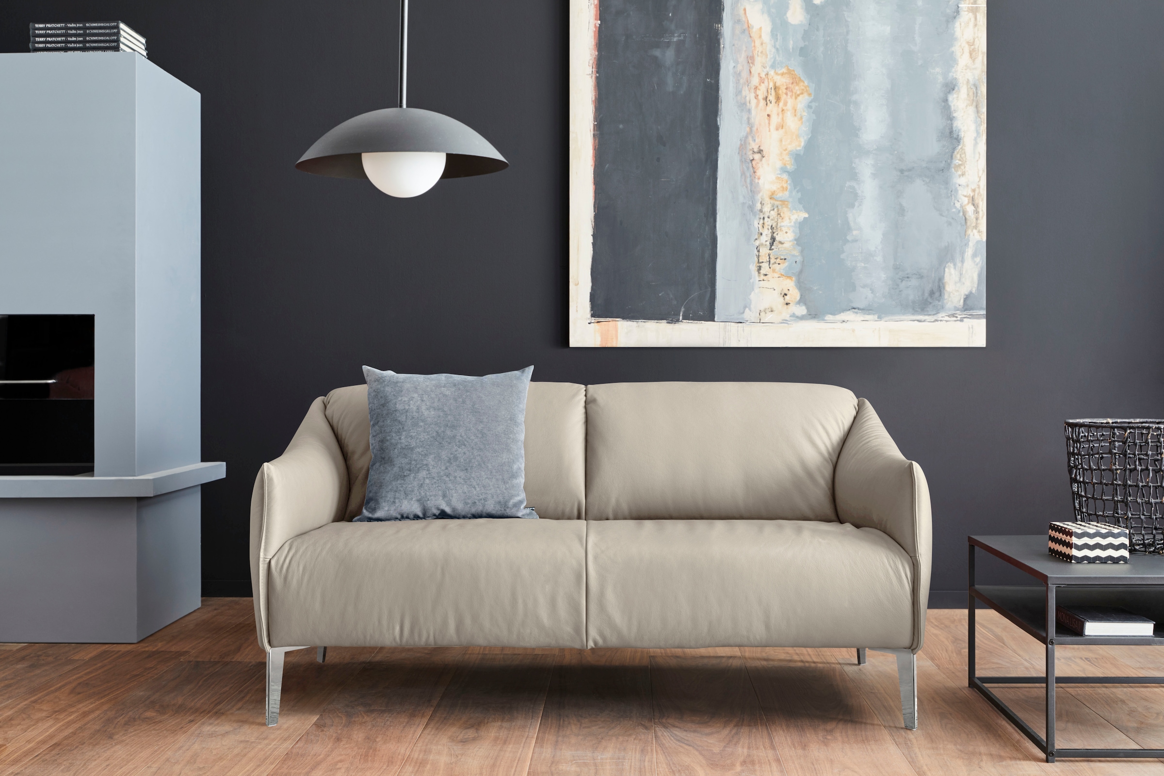 W.SCHILLIG 2,5-Sitzer "sally Designsofa mit schmalen Armlehnen, bequem und elegant" mit Metall-Winkelfüßen in Chrom glänzend, Breite 174 cm