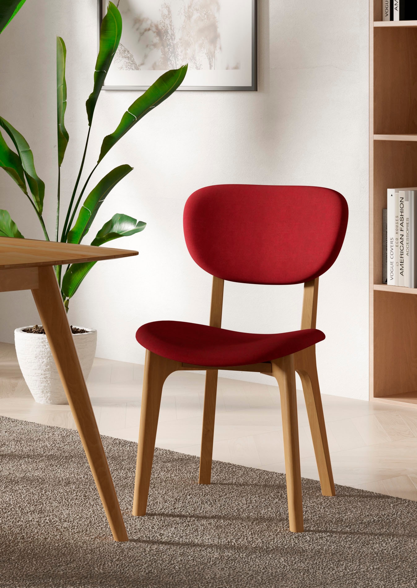 Home affaire 1100000002199 "COZY Made in Italy" (Set) 2 Stk.Gestell in Buche, Kirsch- oder Nussbaum, Massivholz, Design Stuhl