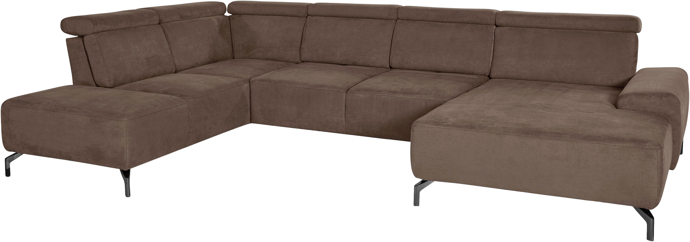 sit&more Wohnlandschaft »Gizeh U-Form«, 15 cm Fußhöhe, inklusive Sitztiefenverstellung und Kopfteilverstellung