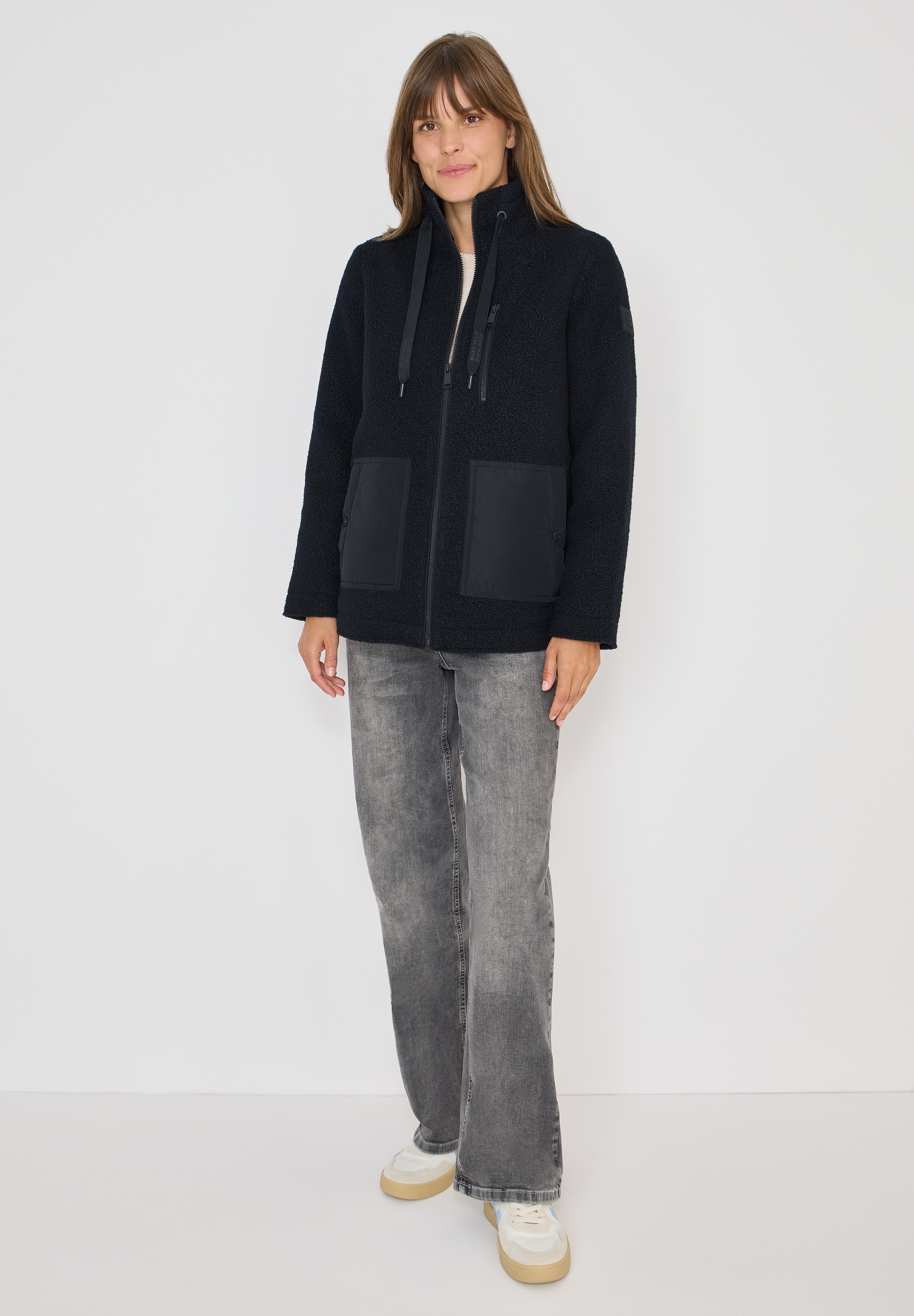 Cecil Fellimitatjacke ohne Kapuze mit Stehkragen