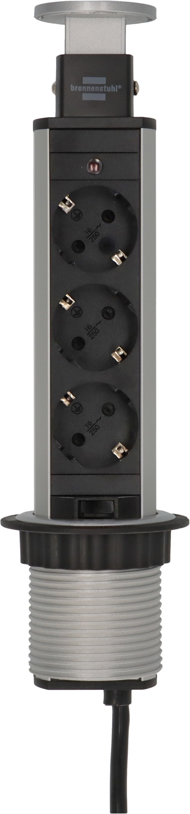BRENNENSTUHL Steckdosenleiste "Tower Power", 2m, schwarz, Werkstatt, Steckdosenleisten, komplett in Tischplatte versenkbar