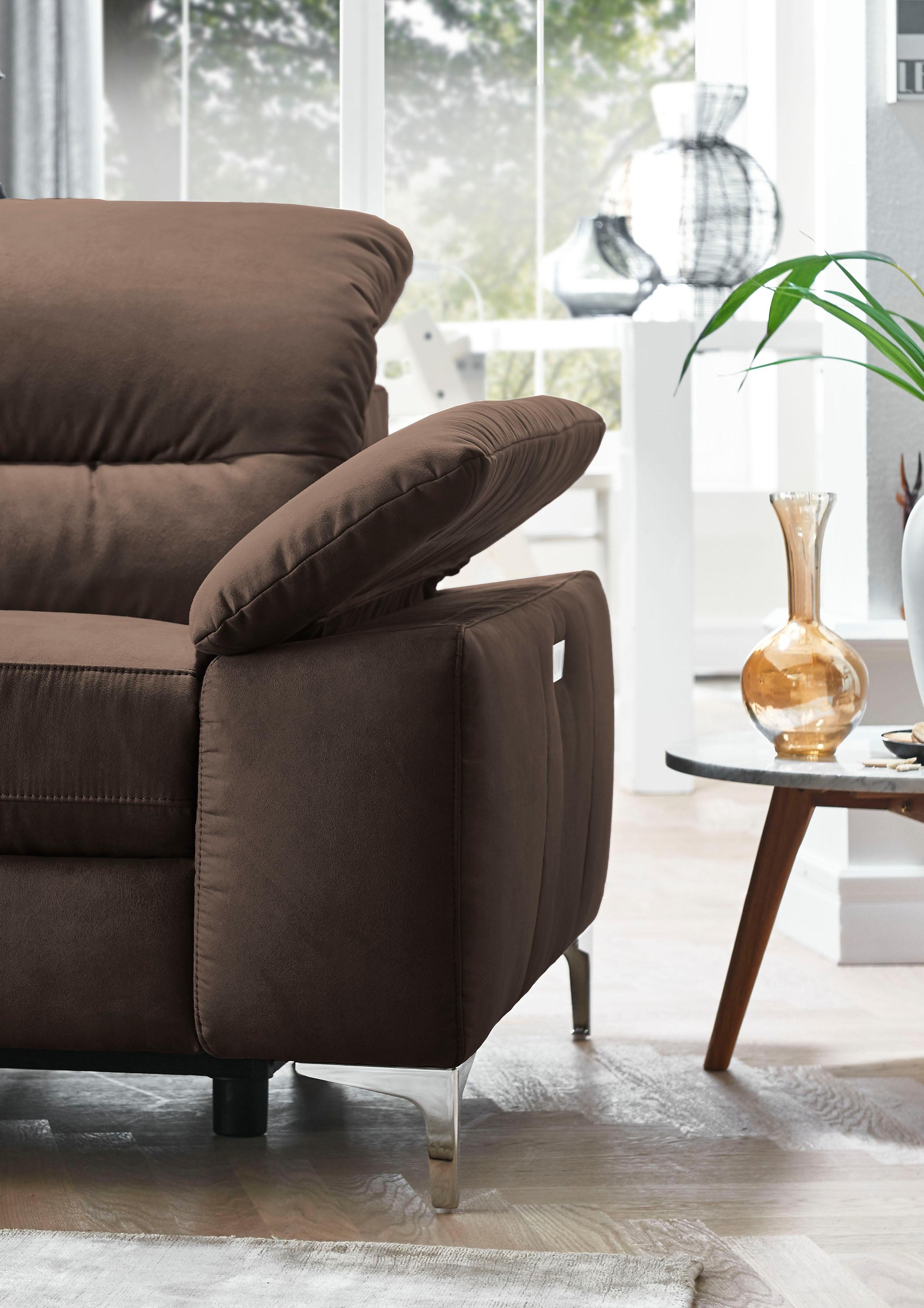 Places of Style Ecksofa »Basel L-Form«, mit vollmotorischer Relaxfunktion und motorischer Recamiere