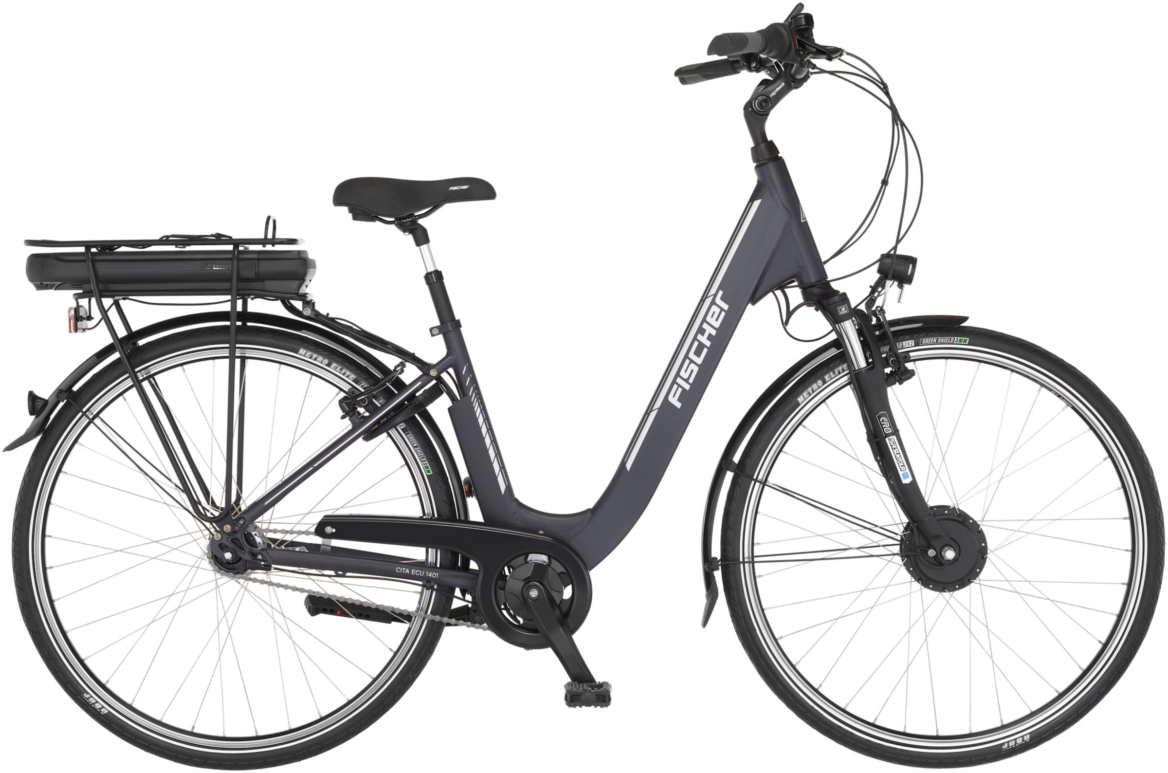 FISCHER Fahrrad E-Bike "CITA ECU 1401 44", 7 Gang, Shimano, Nexus, Frontmotor 250 W, (mit Rahmenschloss), Pedelec, Elekt