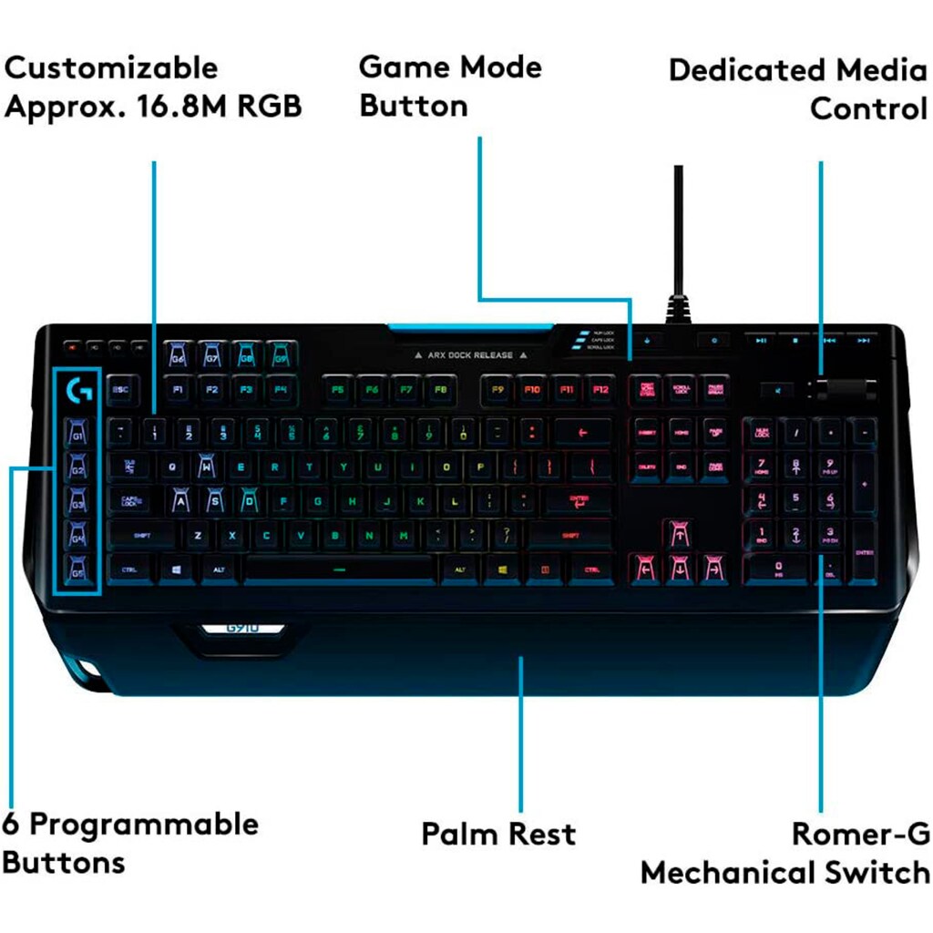 Logitech G Gaming-Tastatur »G910 RGB MECHANISCHE GAMING-TASTATUR«