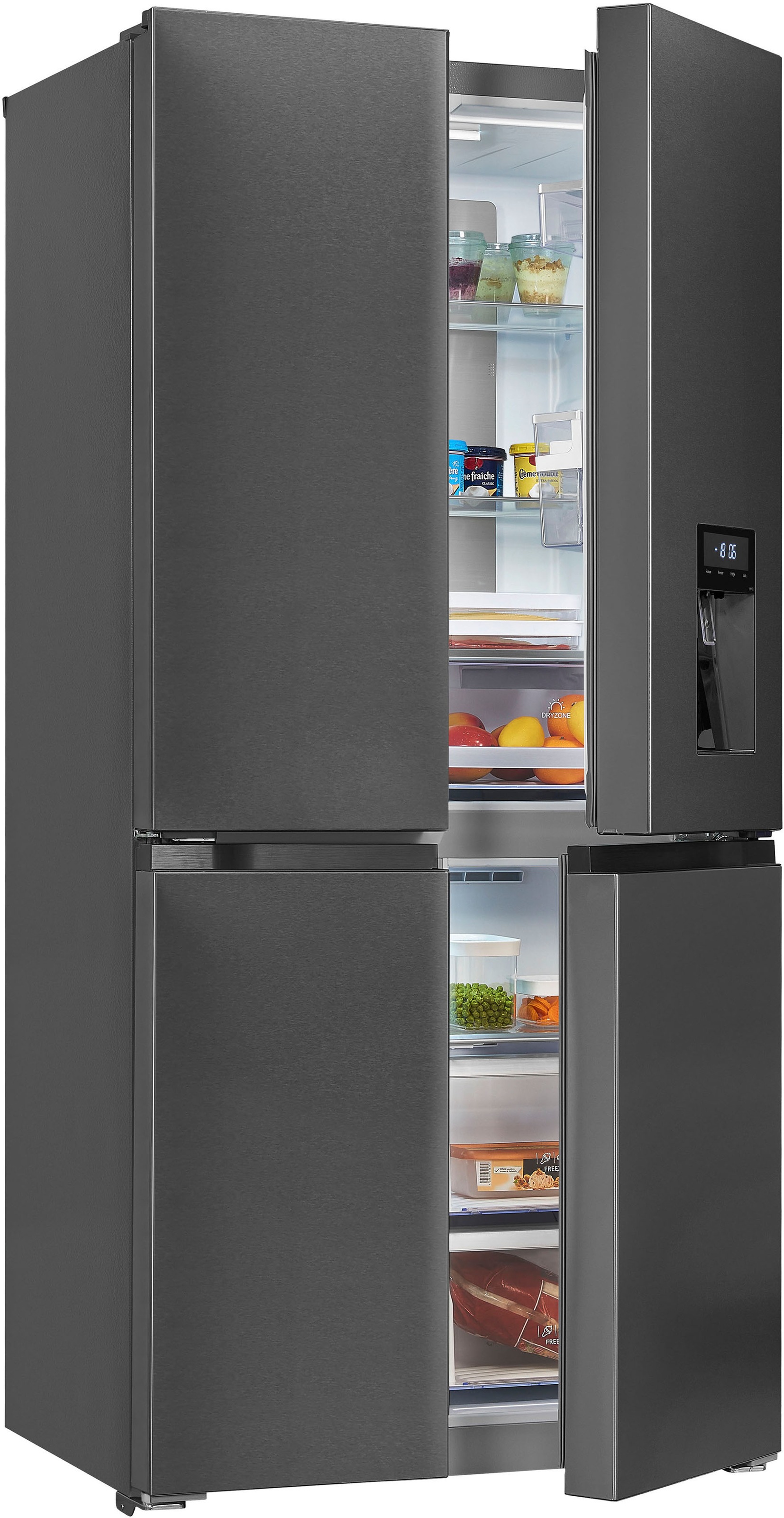 Thumbnail - exquisit Multi Door "MD430-100-WS-200E inoxlook-az", 432 L Volumen, Total NoFrost, Schnellgefrieren, 4 Sterne
