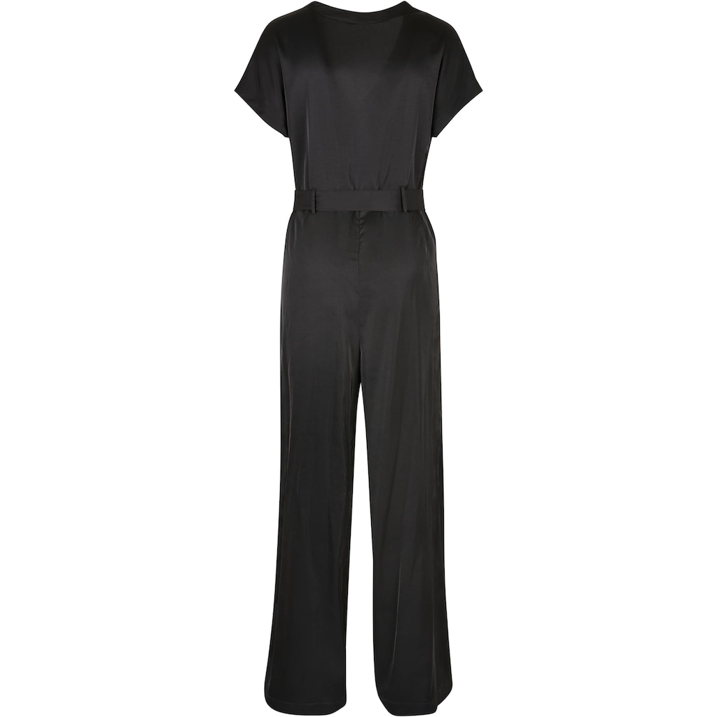 URBAN CLASSICS Jumpsuit »Urban Classics Damen Ladies Satin Wide Leg Belt Jumpsuit«, (1 tlg.)