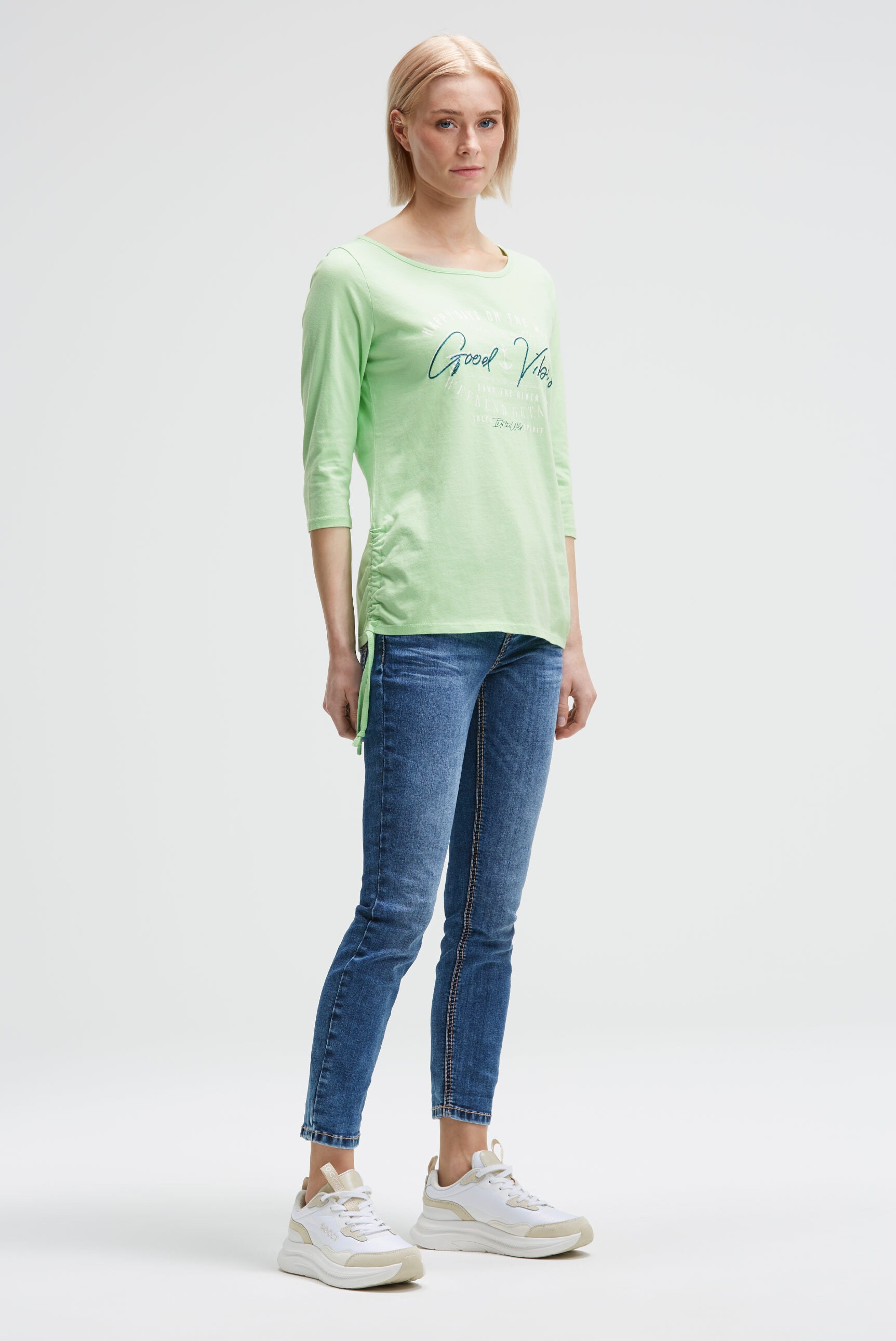 SOCCX 3/4-Arm-Shirt mit Bindeband am Saum