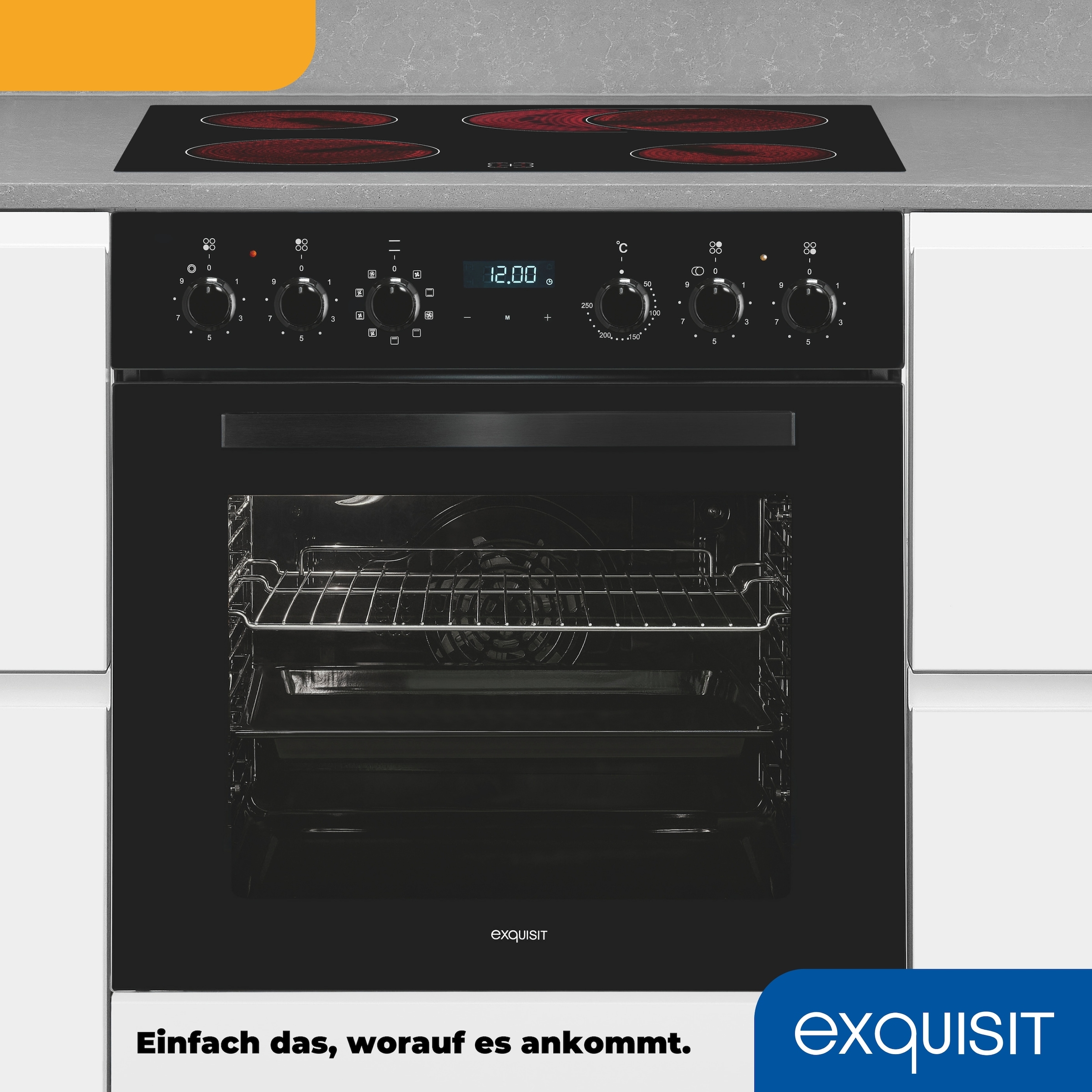exquisit Elektro-Herd-Set »EHE285-HBZ-020schwarz«