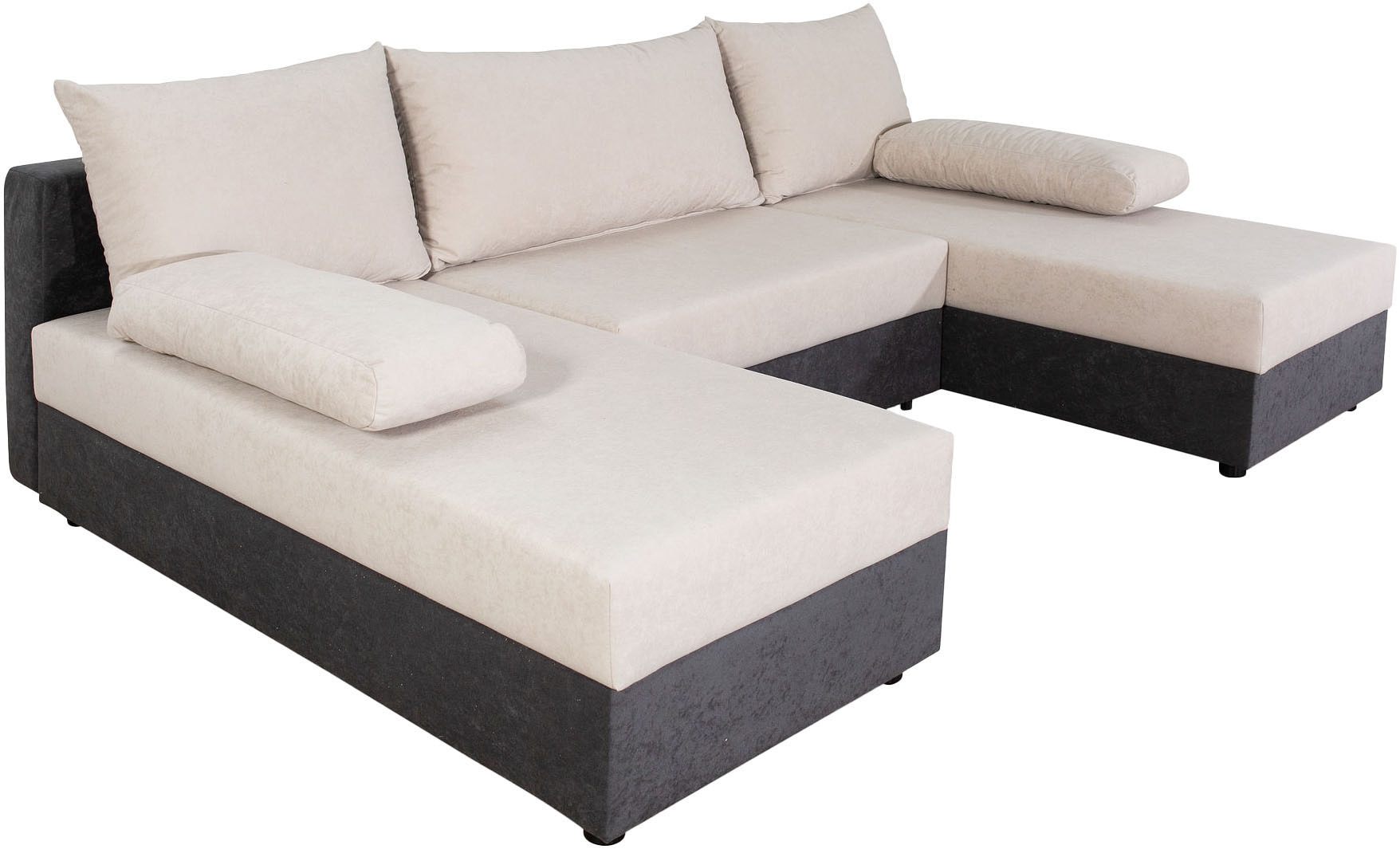 COLLECTION AB Wohnlandschaft »Pico U-Form, Breite 220, ohne Armlehne mit Schlaffunktion, Bettkasten«, Wohnlandschaft,2 X Ottomane,Polyätherschaum Polsterung