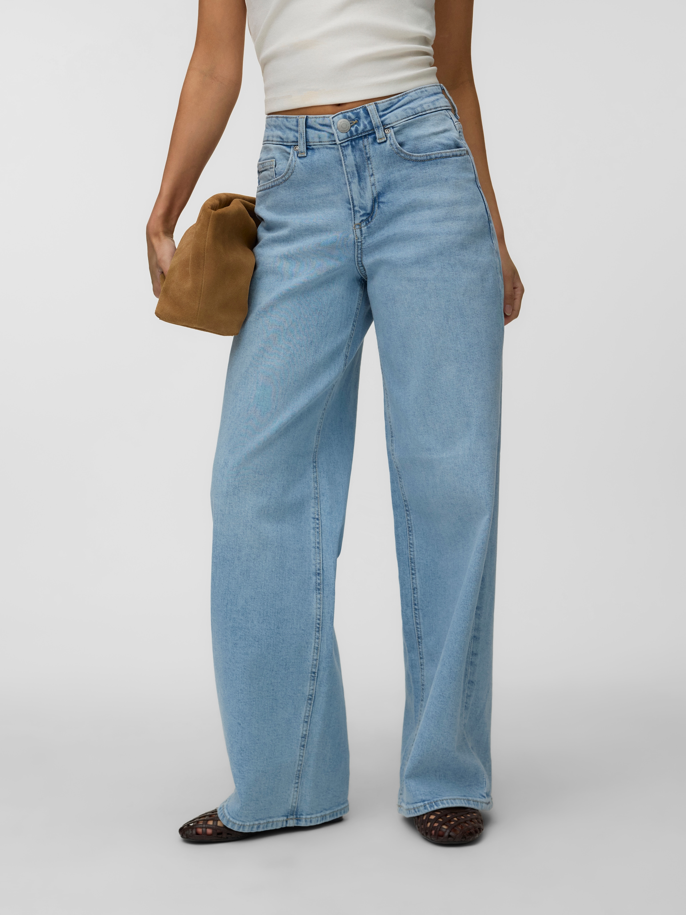 Vero Moda Weite Jeans "VMSANDIE-STRETCH MR WIDE JNS RA3133 NOOS" Baumwollmischung, wide fit, mid waist