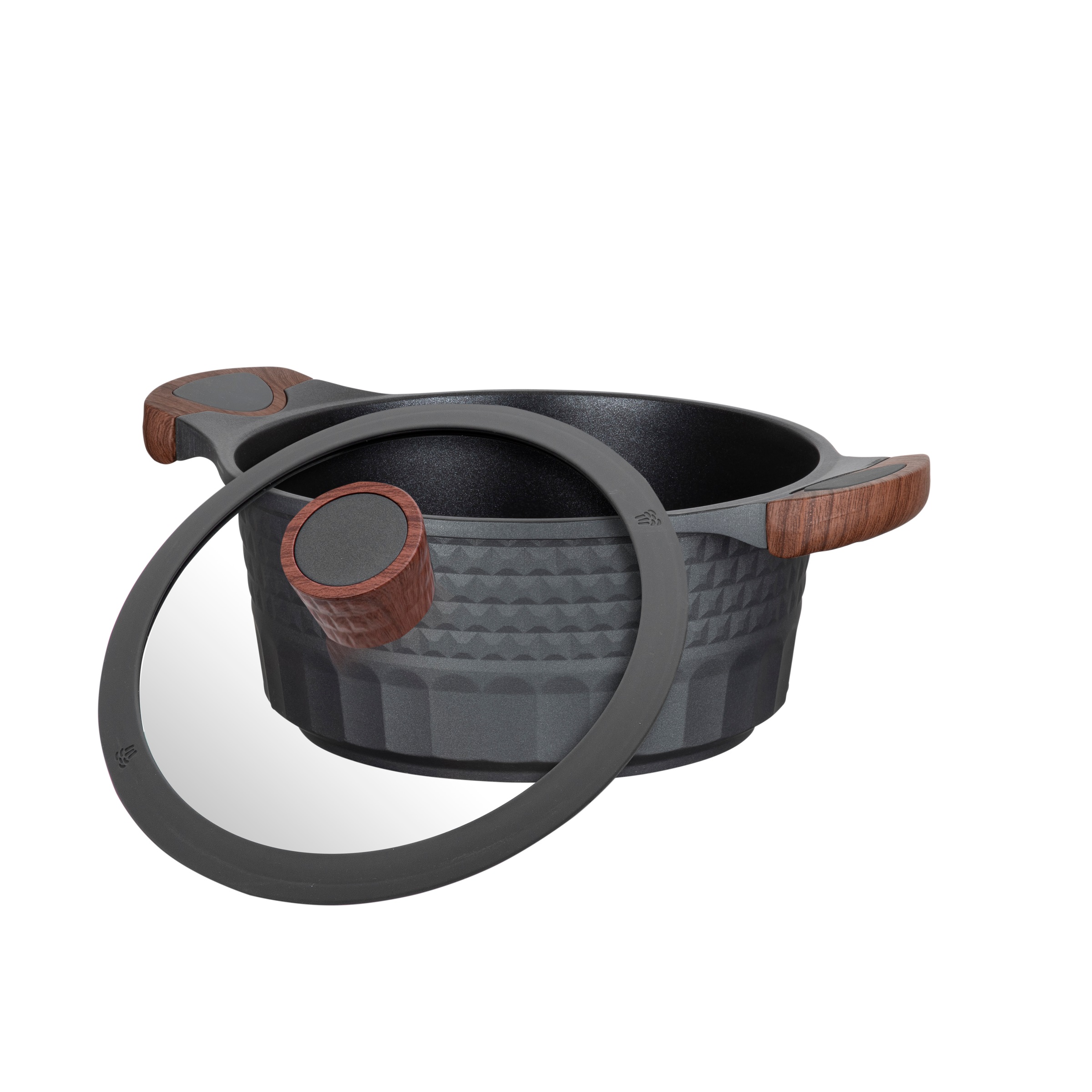 RESTO Kitchenware Topf-Set »CAPELLA -  Einzigartiges Design mit 3D-Effekt, antihaftbeschichtet« Set, 1x Soßentopf Ø 16 cm, 2x Kochtopf Ø 20/24 cm, 1x Bratpfanne Ø 24 cm, 7 tlg. Aluminiumguss