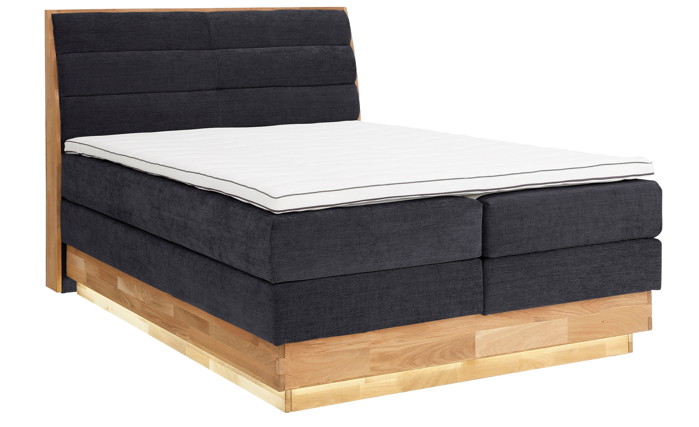 OTTO products Boxspringbett, LED-Beleuchtung, mit zertifizierten, recycelten Bezugsstoffen