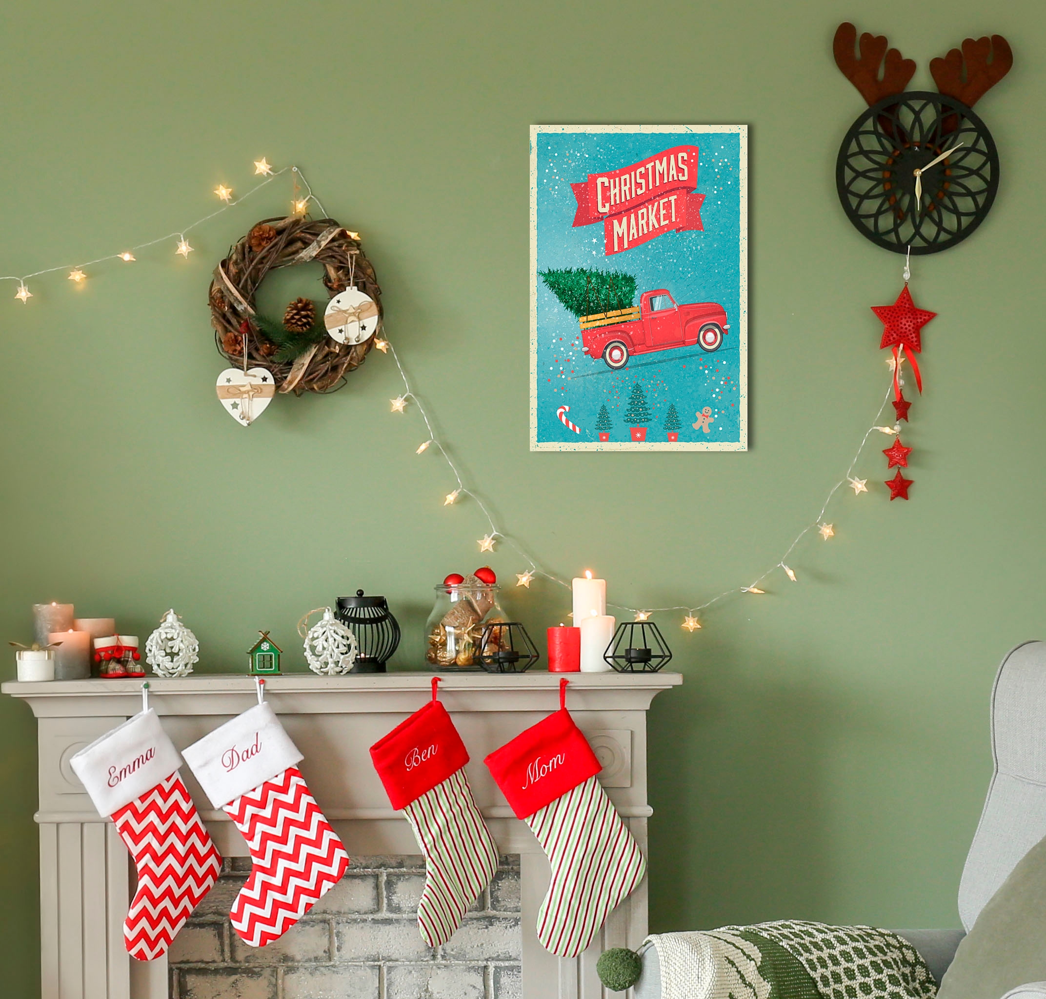 queence Metallbild "Christmas Market" Schriftzug  Schriftzüge  Weihnachten günstig online kaufen