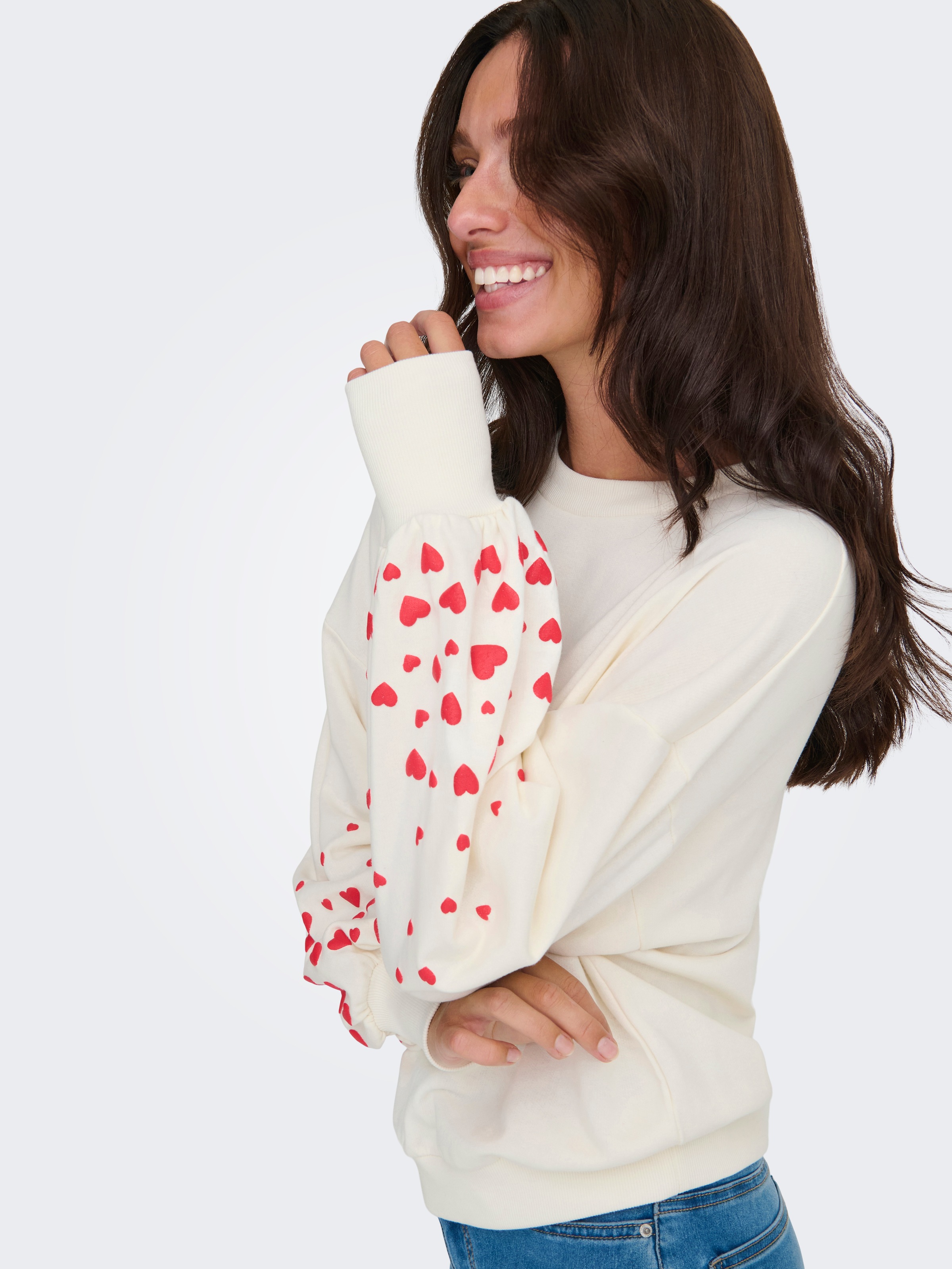 ONLY Sweatshirt "ONLBROOKE L/S O-NECK FLOWER SWT", Baumwollmischung, regula günstig online kaufen