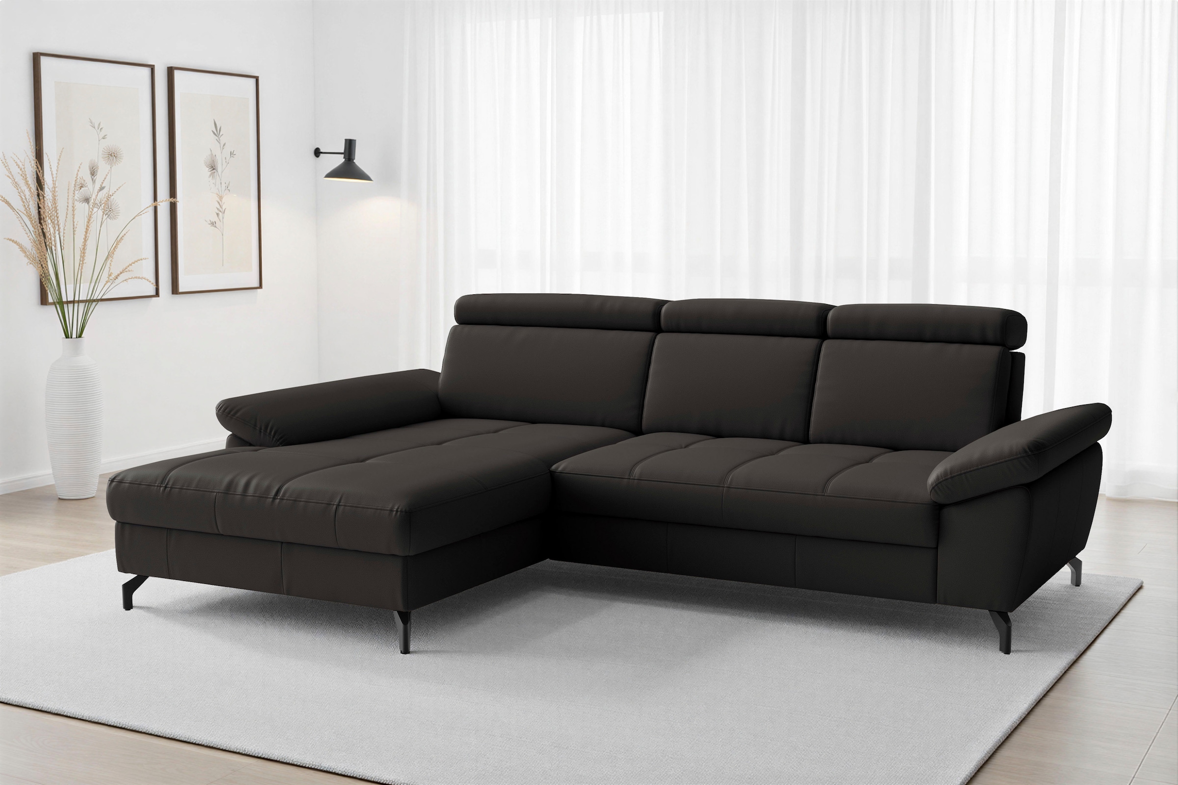 sit&more "Vanity L-Form, Leder, B: 264 cm, mit Sitz-, Kopf u. Armteilverstellung" Couch optional mit Schlaffunktion & Bettkasten, in Leder