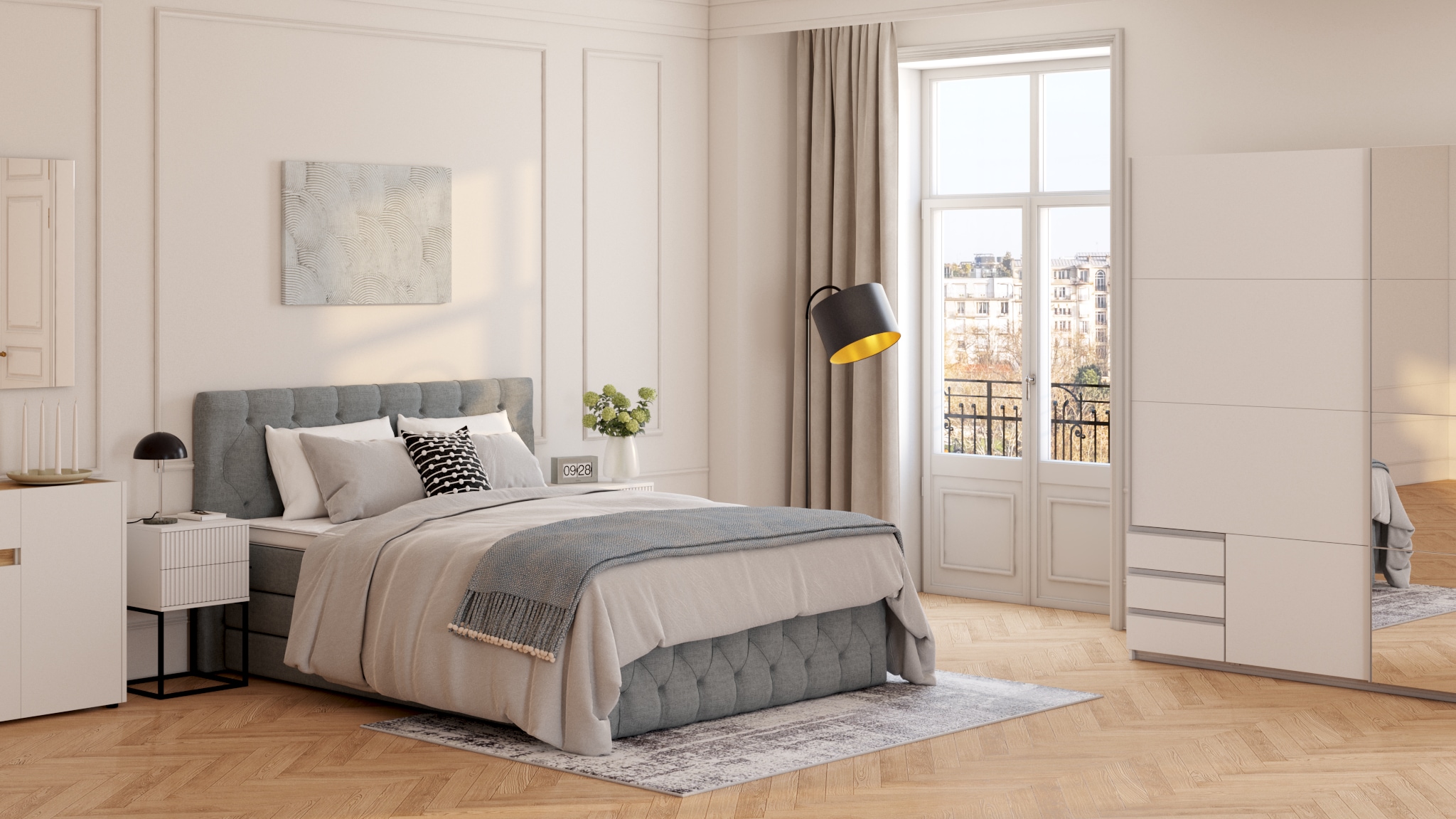 my home Stehlampe »JOSIE« E27 Stehleuchte mit flexiblem, schwenkbaren Schirm