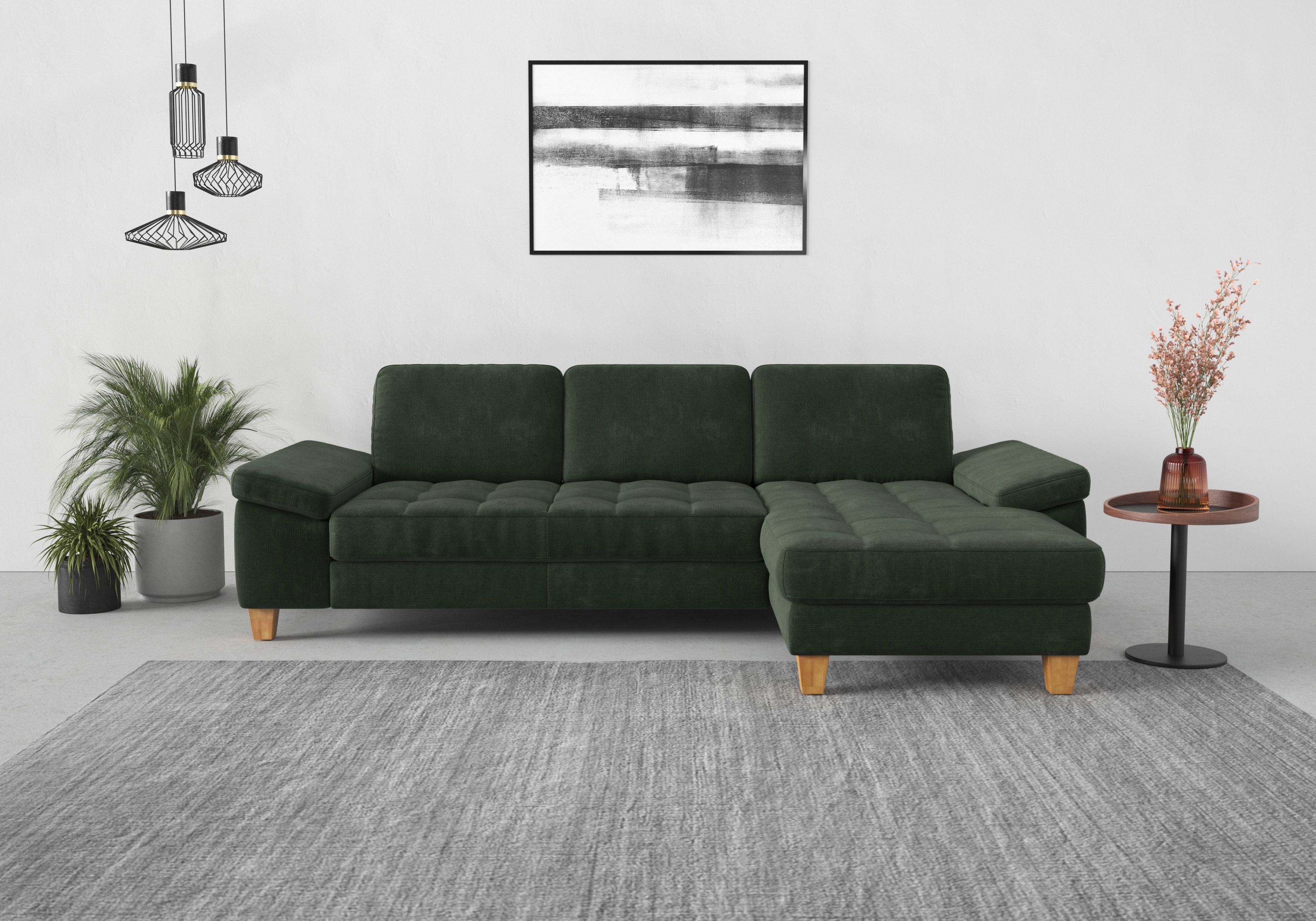 sit&more Ecksofa "Westham L-Form" mit Recamiere, mit oder ohne Schlaffunktion, Bettkasten, Füße Eiche
