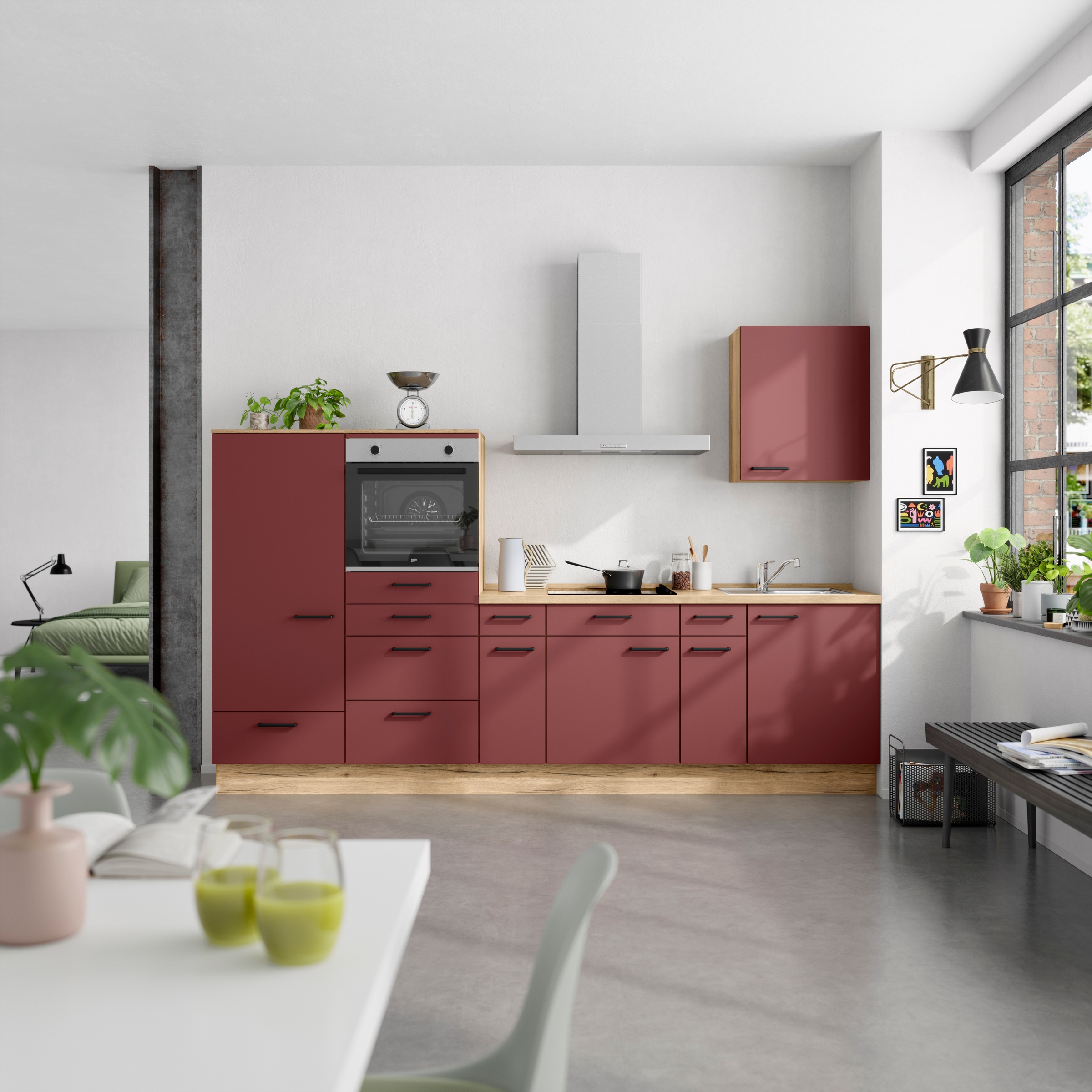 nobilia® Küchenzeile »"Easytouch I"«, vormontiert, Ausrichtung wählbar, Breite 300 cm, wahlw. mit E-Geräten
