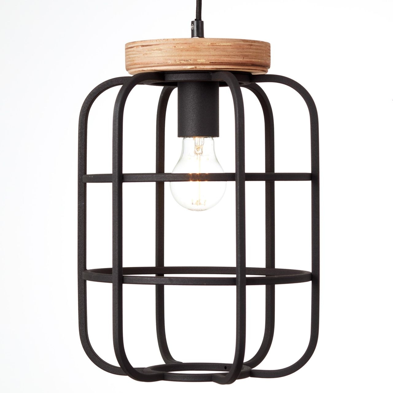 Brilliant Pendelleuchte »Gwen«, 1 flammig, Leuchtmittel E27 | ohne Leuchtmittel, 147 cm Höhe, Ø 25 cm, E27, Metall/Holz, antik holz/schwarz korund